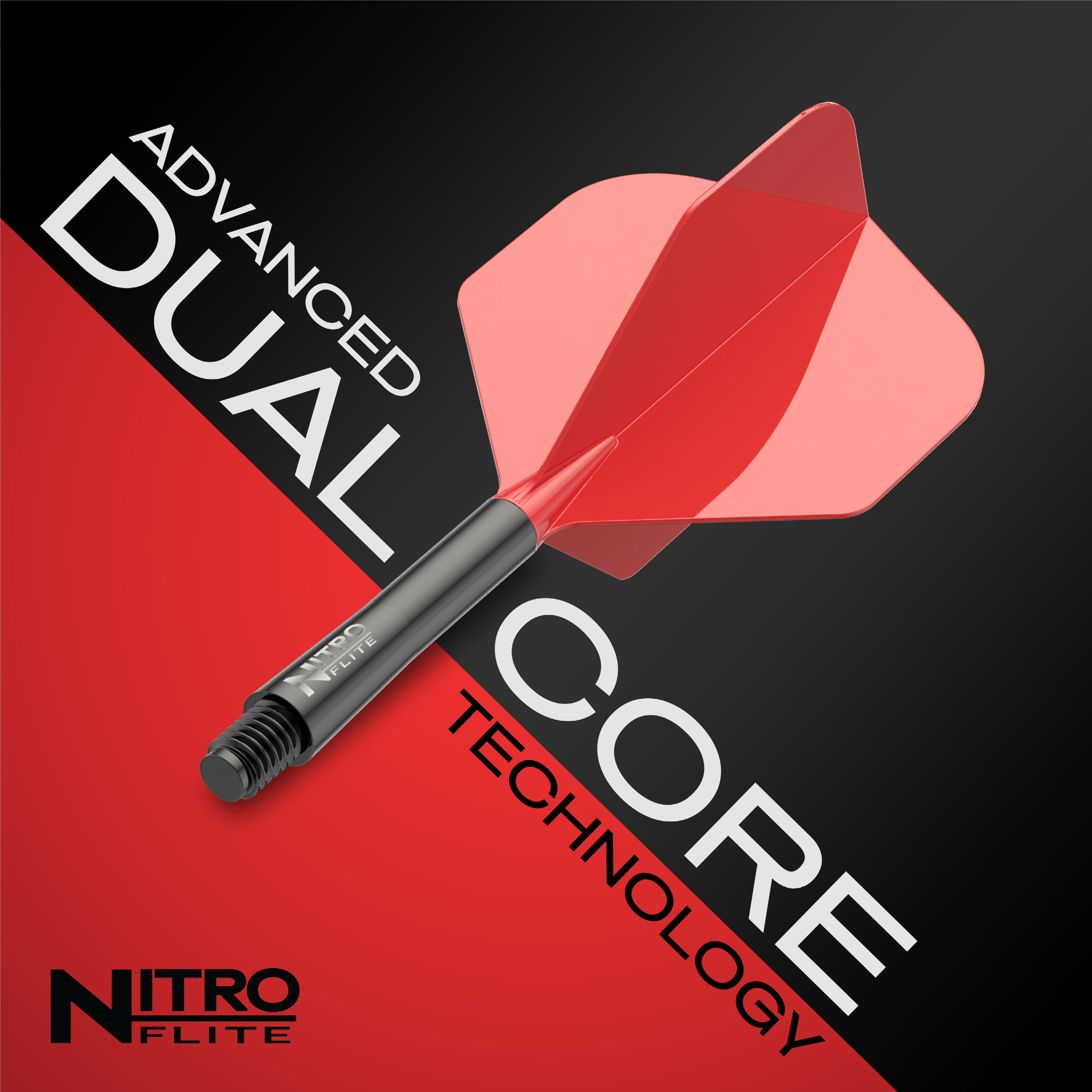 Red Dragon Nitroflite - Black Shaft Red No2 Lotki Das Bild zeigt die Red Dragon Nitroflite - Black Shaft Red No2 Flights. Die Dart-Flights sind schwarz und rot gestaltet.