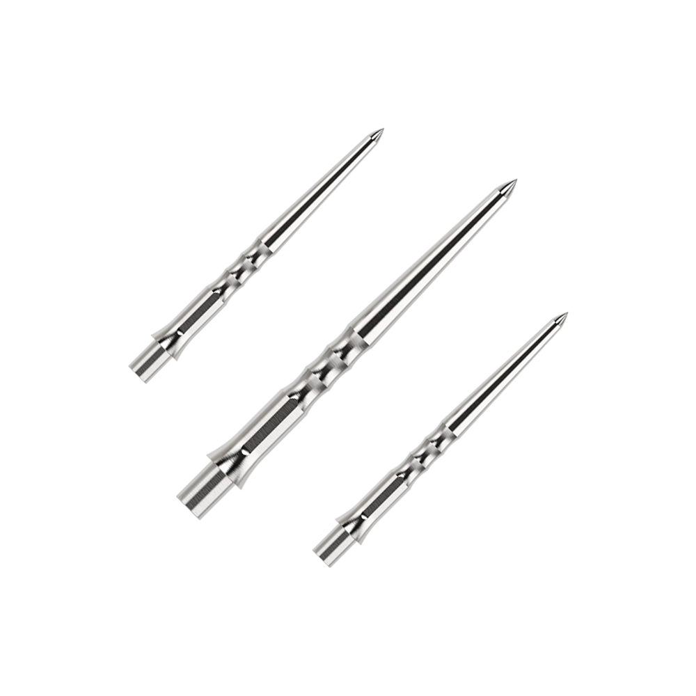 Stalowe groty do lotek Caliburn System - Ripple - NoLip - srebrne Das Bild zeigt einen Artikel mit dem Namen EVO011_Caliburn_Evo_System_Steeldartspitzen_Ripple_NoLip_Silber_28mm_1Set. Es handelt sich wahrscheinlich um ein Set aus silbernen Steeldartspitzen mit einer Länge von 28mm.