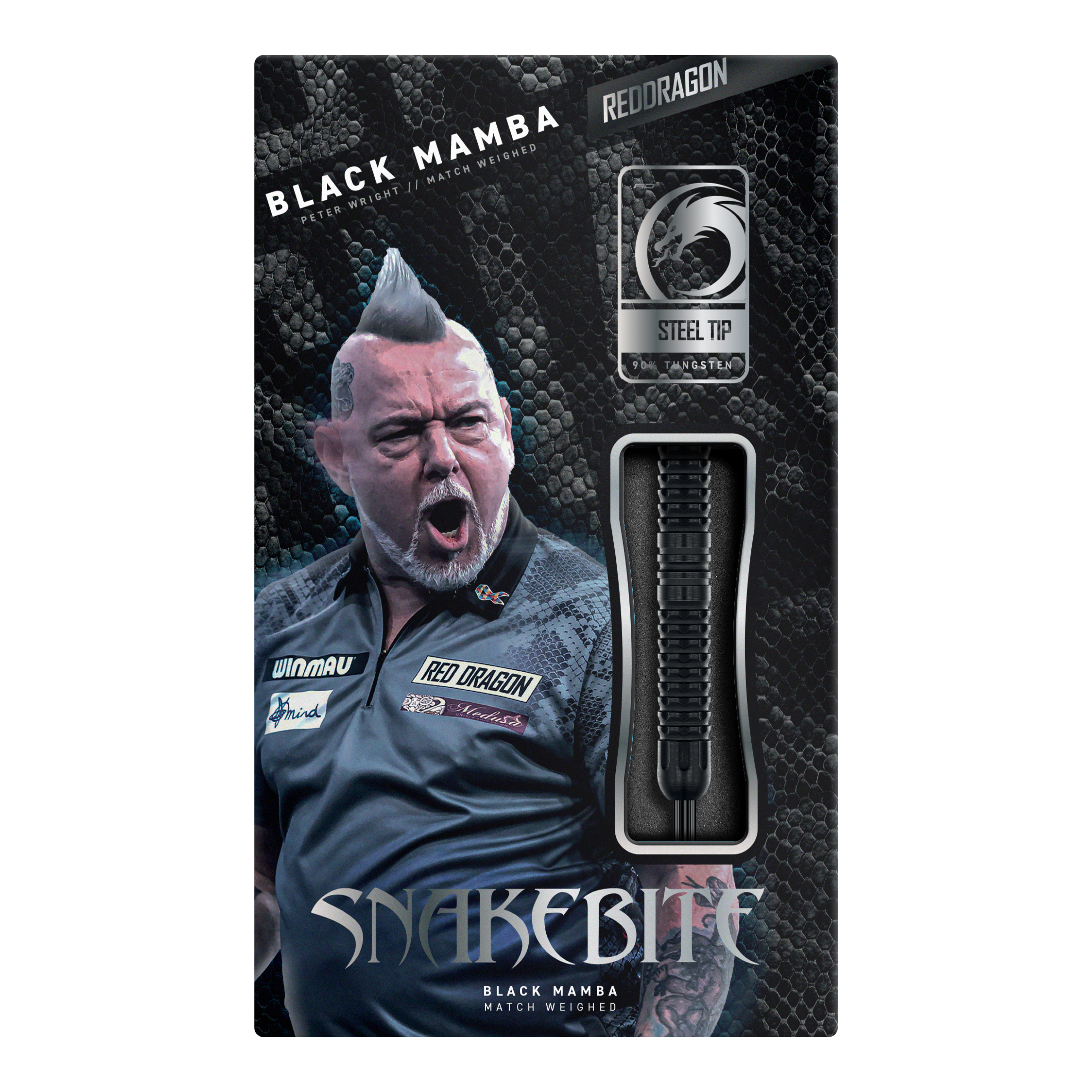 Red Dragon Peter Wright Ukąszenie Węża Czarna Mamba Steeldarts Red Dragon Peter Wright Snakebite Black Mamba Steeldarts, Nahaufnahme von mehreren Darts. Hochwertige Verarbeitung und modernes Design.