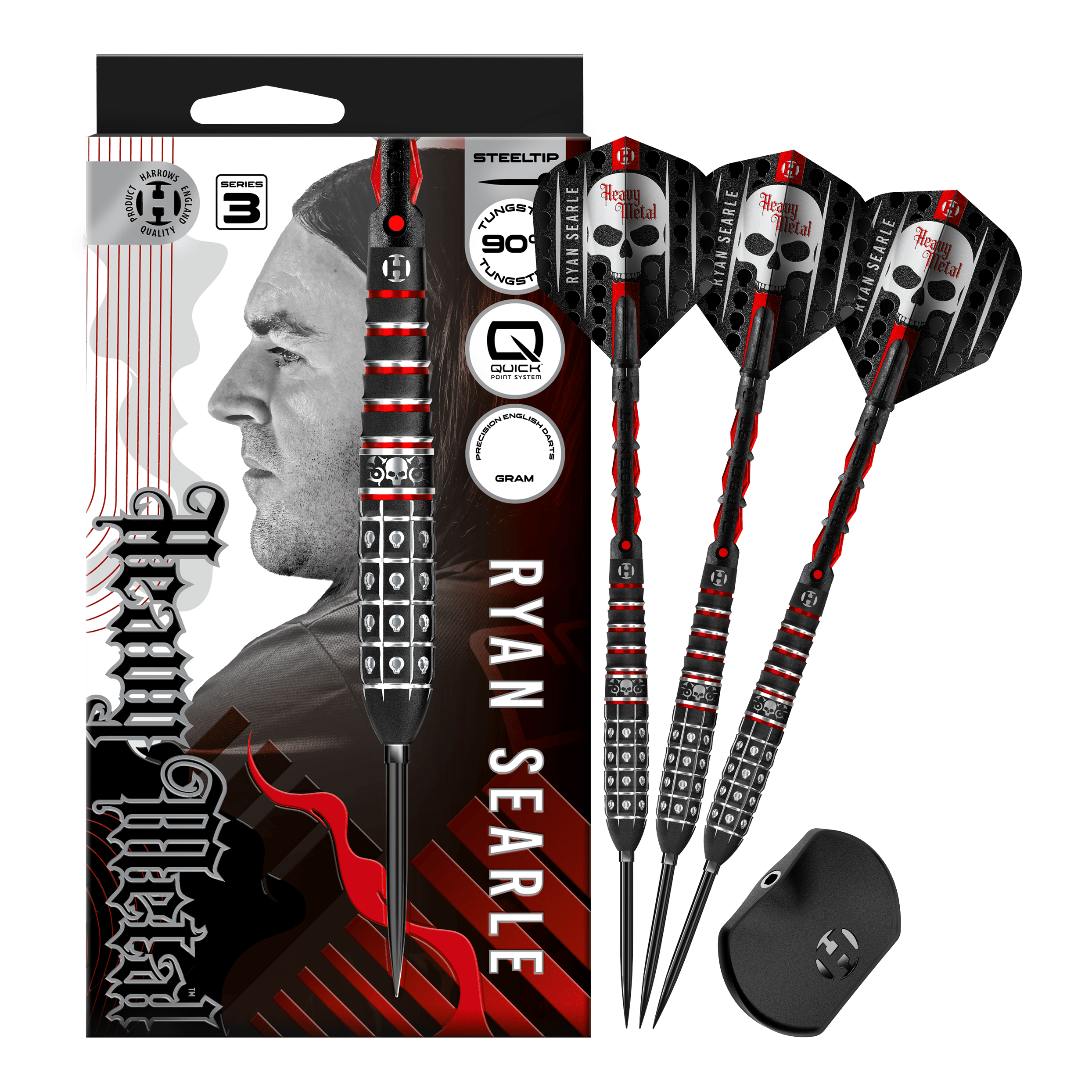 Lotki stalowe Harrow's Ryan Searle Series 3 Quick Point Auf dem Bild sind die Harrows Ryan Searle Series 3 Quick Point Steeldarts vollständig zu sehen. Diese Darts zeichnen sich durch hohe Qualität und gutes Design aus.