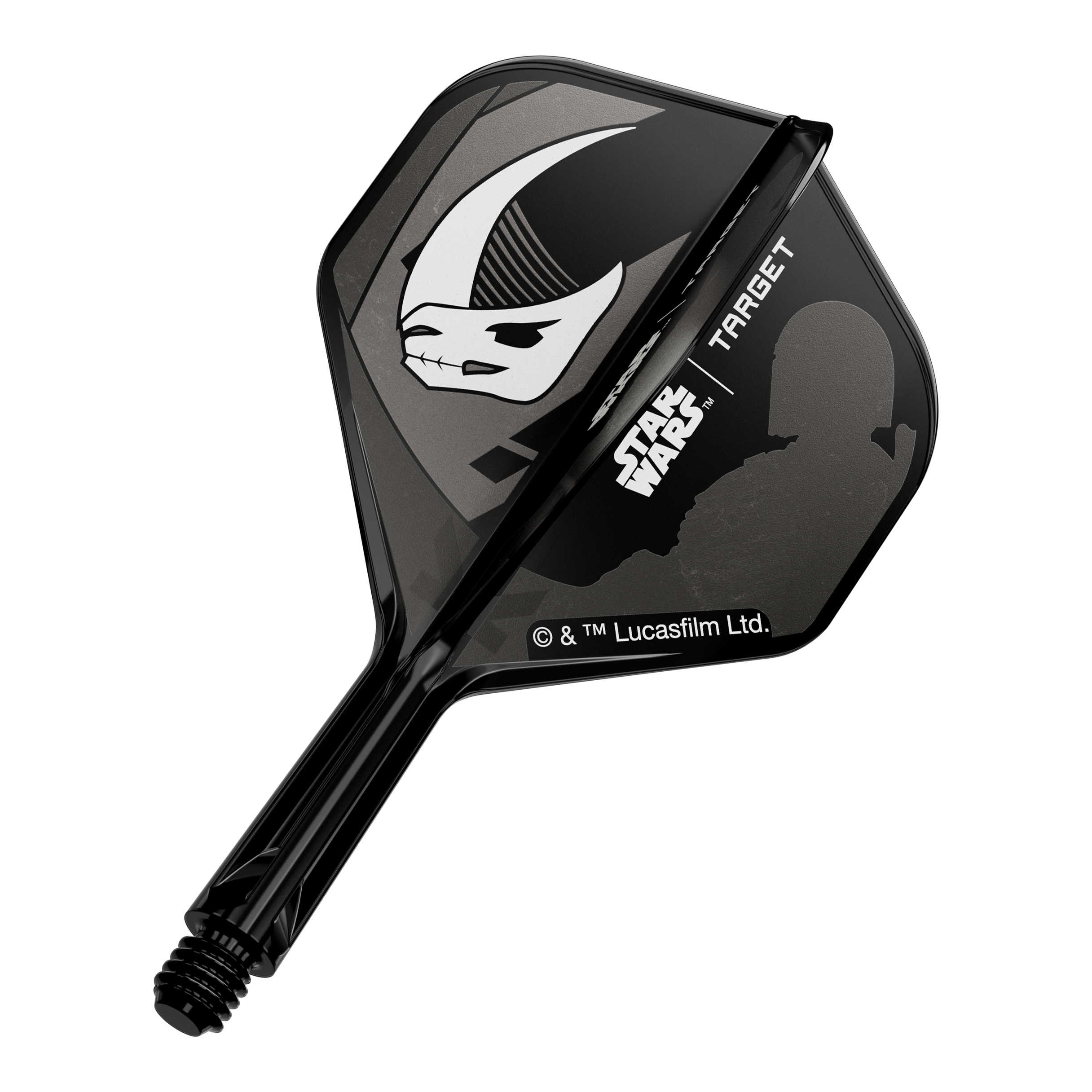Zestaw Target Star Wars K-Flex Mandalorian No2 Standard Flights Gezeigt wird ein Dart-Flight mit Mandalorianer-Rüstung aus Star Wars. Das Produkt ist ein 'K-Flex Mandalorian Armour No2 Standard Flights' mit 19mm.