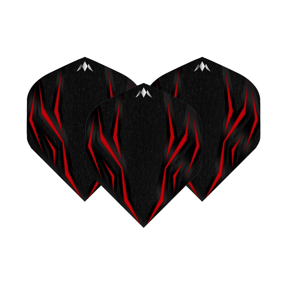 Loty Mission Lava Red nr 6 Das Bild zeigt die Mission Lava Red No6 Flights. Es sind rote Flights für Dartpfeile.