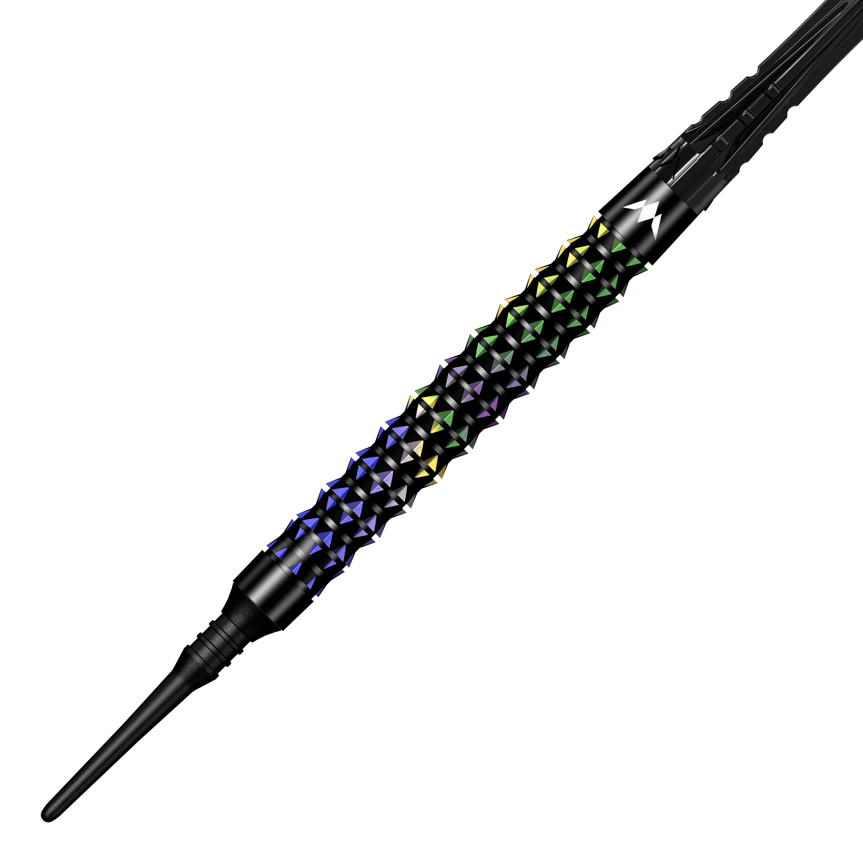 Lotki Mission Black Opal Soft Darts - 20g Mission Black Opal Softdarts - 20g wird seitlich präsentiert. Das Design betont die schwarze Oberfläche und die hochwertige Verarbeitung.