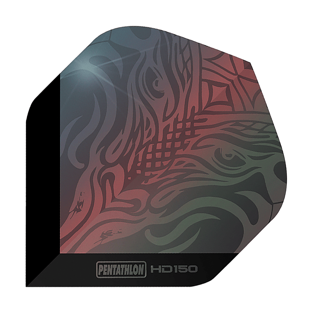 Pentathlon HD150 Metallic Grey Standard Flights Dies ist ein Pentathlon HD150 Metallic Grau Standard Flight für Darts. Das Flight hat ein abstraktes Muster in metallicfarbenen Grau- und Rottönen.