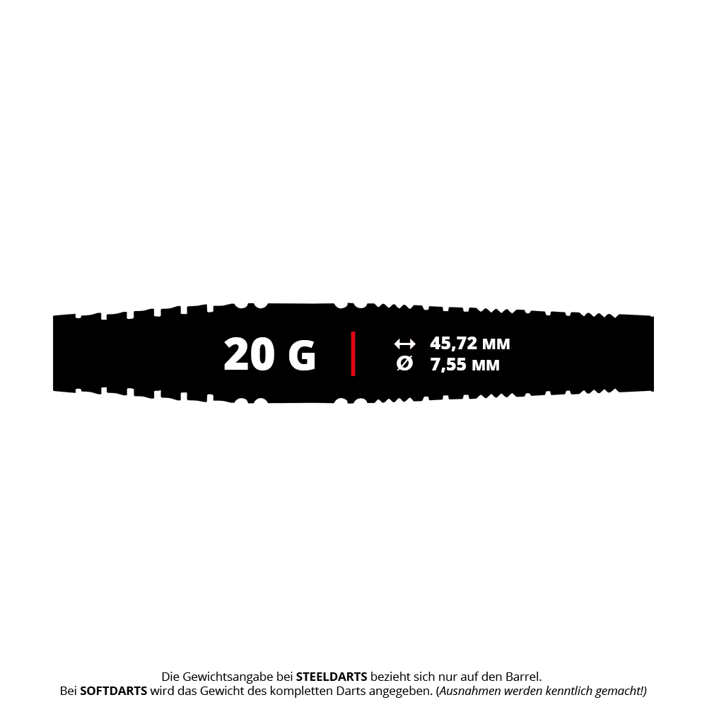 Miękkie lotki Red Dragon Recon Torpedo - 20g Auf dem Bild sind Red Dragon Recon Torpedo Softdarts mit einem Gewicht von 20g zu erkennen. Die Darts sind schlank und haben ein modernes Design.