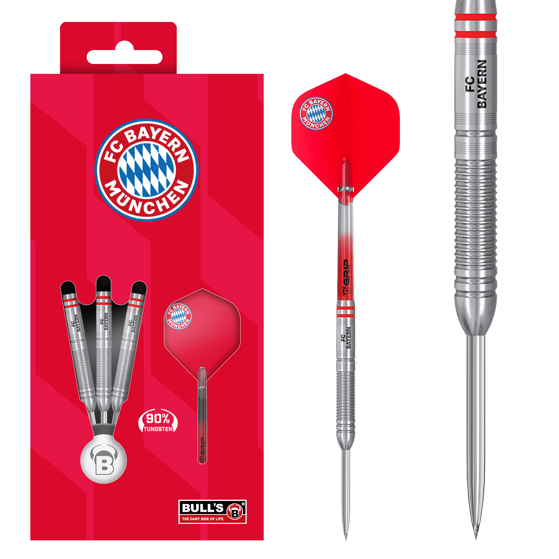 Rzutki ze stali wolframowej Bulls FC Bayern Monachium Zu sehen sind die Bulls FC Bayern München Tungsten Steeldarts. Das Produkt spricht Dartspieler und Bayern München Fans an.