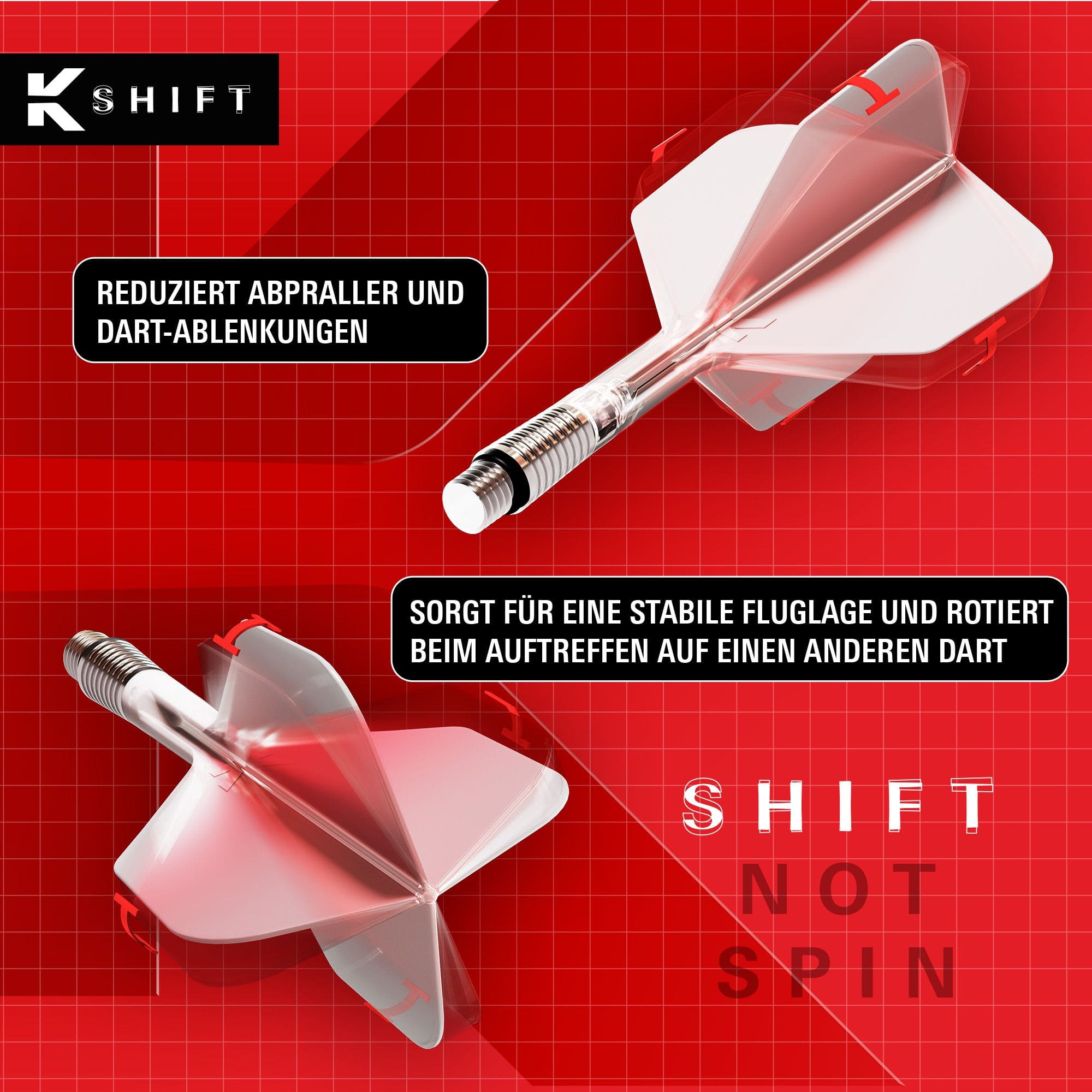 Loty Target K-Shift No6 - białe Auf dem Bild sieht man die Target K-Shift No6 Flights in Weiß. Dies sind Flights für Darts in einem weißen Design.