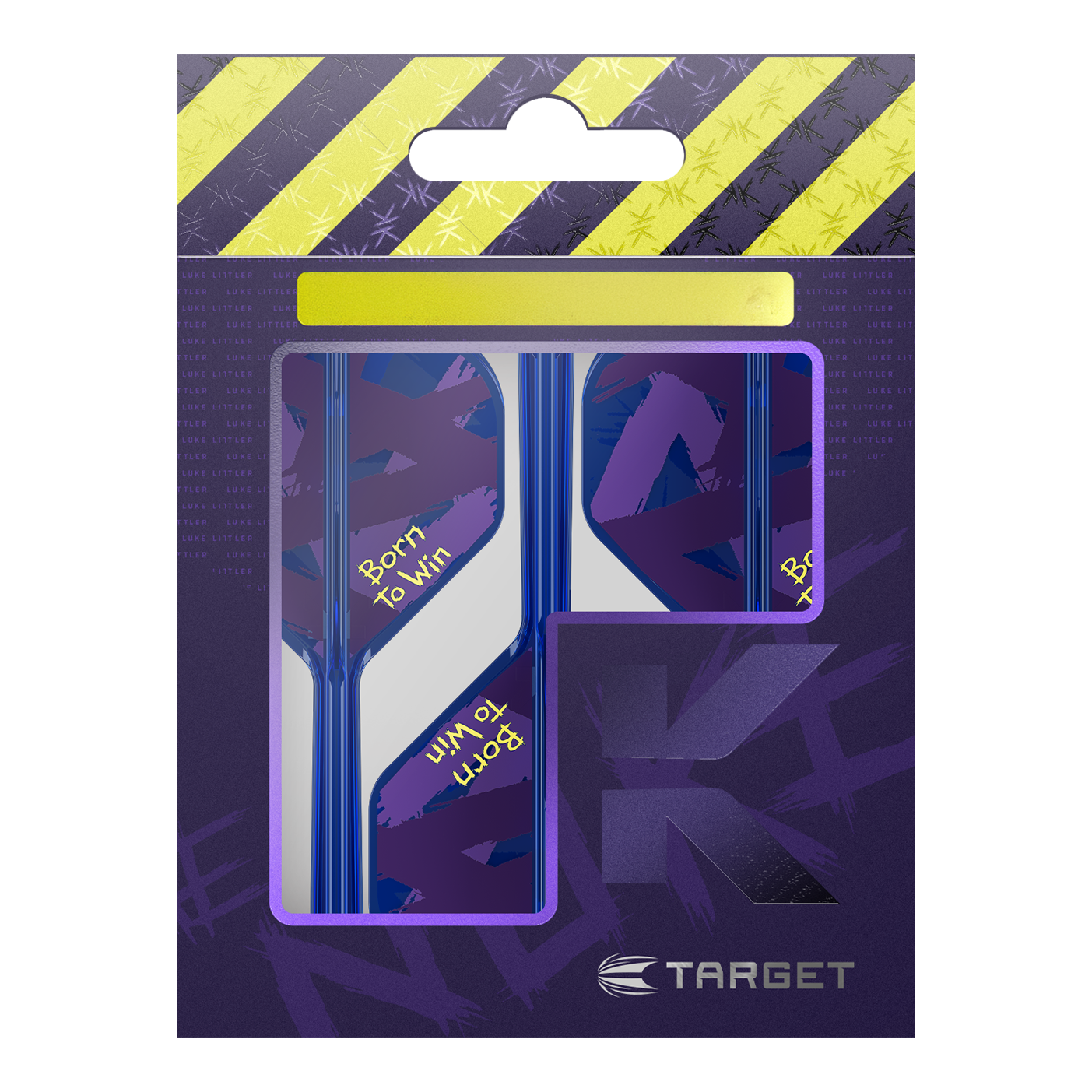 Abgebildet sind die Target K-Flex Luke Littler Born To Win World Champion No2 Standard Flights. Diese Flights werden beim Darts verwendet.