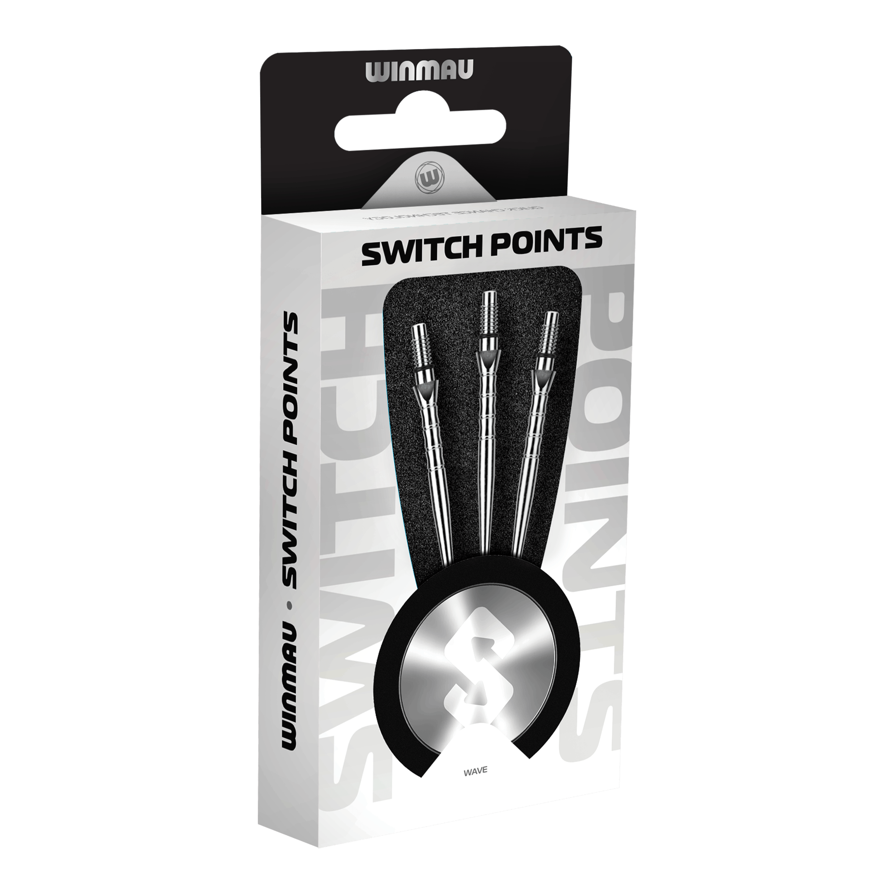 Abgebildet sind die Winmau Switch Point Wave Steeldartspitzen im Silver Effect. Die Spitze ist für Dartpfeile geeignet und sorgt für einen besonderen Look.