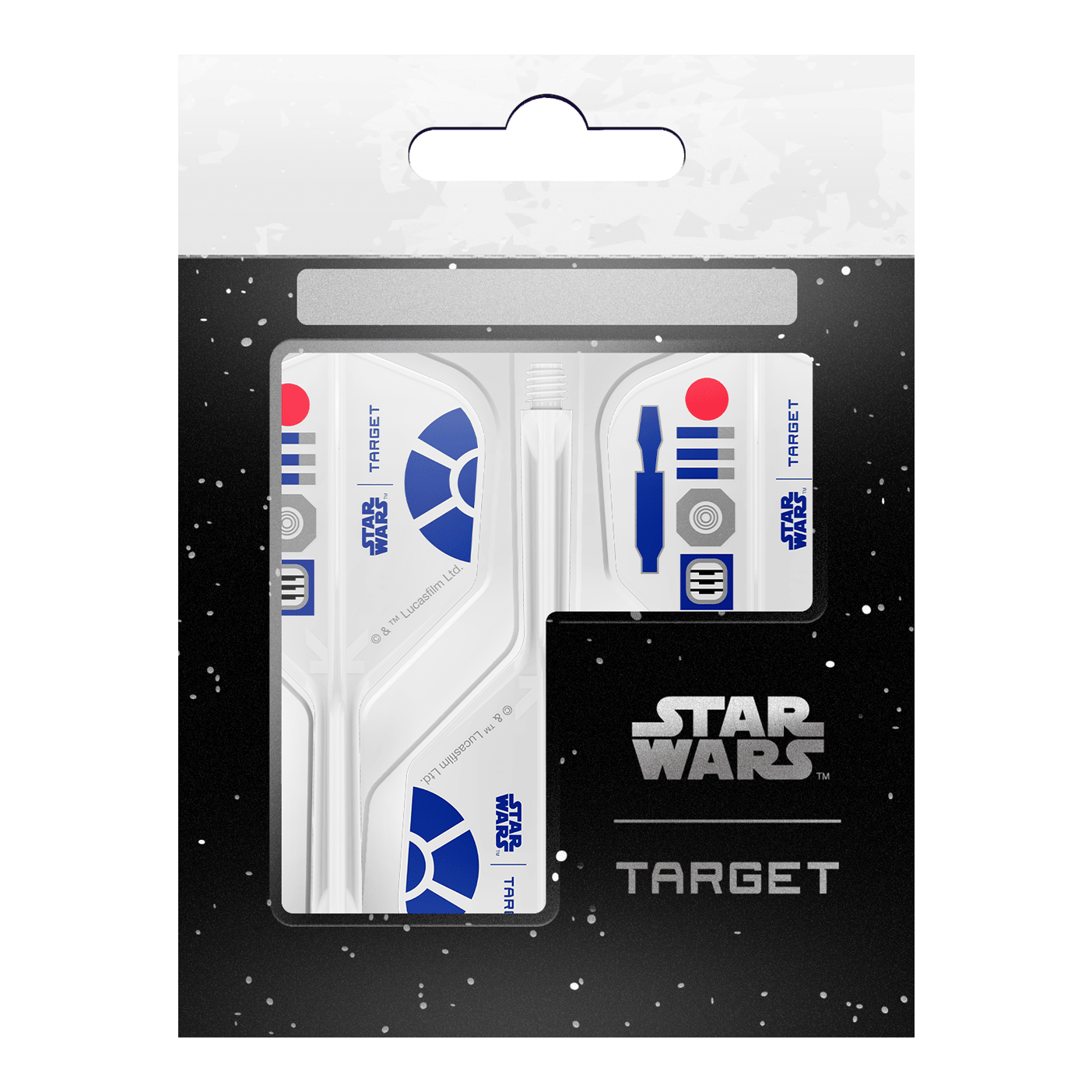 Target Star Wars K-Flex R2D2 No6 Flights Target Star Wars K-Flex R2D2 No6 Flights Dartflights sind auf dem Bild zu sehen. Die Flights zeigen ein Design im Star Wars-Stil mit R2D2-Motiv.