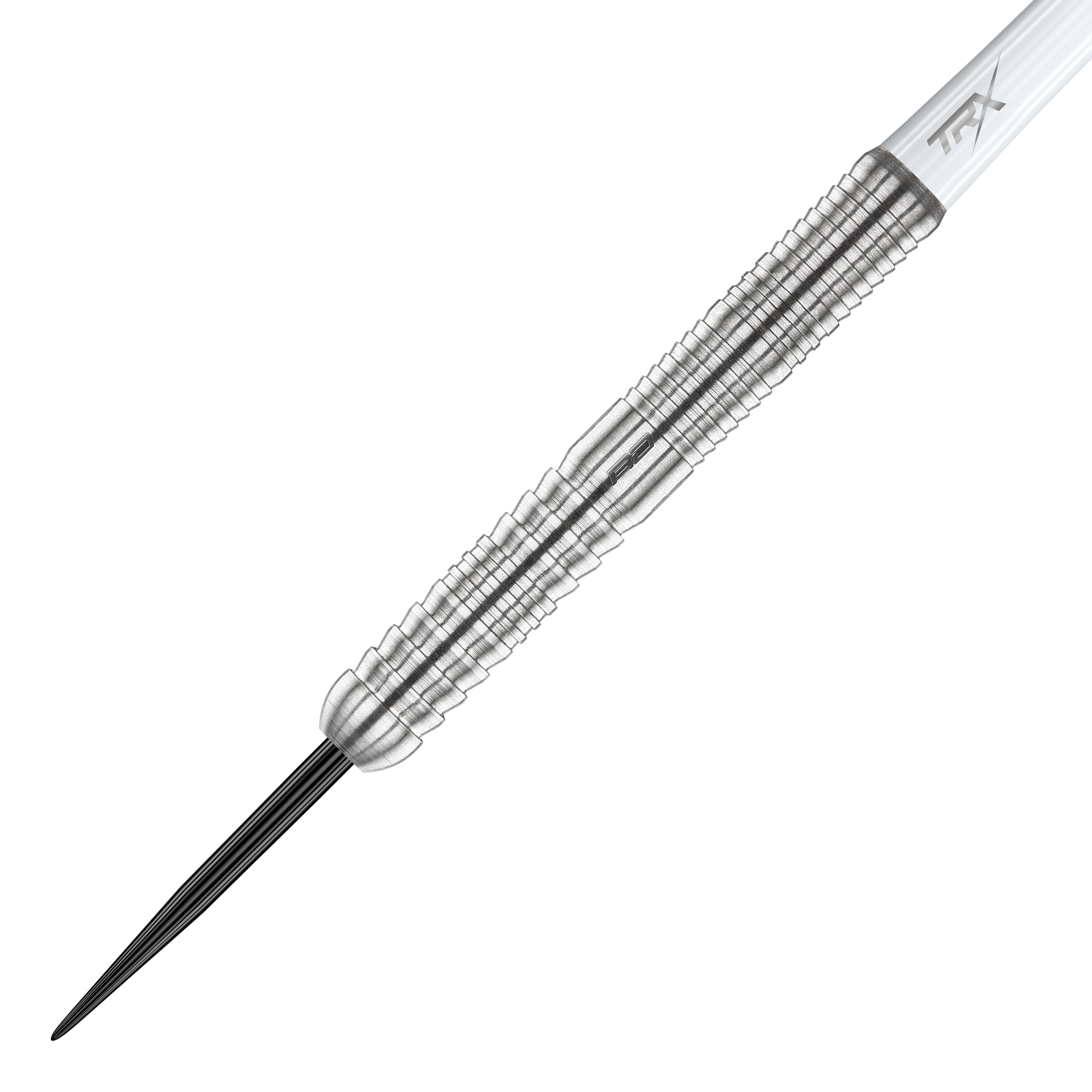 Red Dragon Seren 1 Czyste Steeldarts Das Bild zeigt einen einzelnen Red Dragon Seren 1 Pure Steeldart. Der Dartpfeil besteht aus silbernem Metall mit fein gearbeiteten Rillen für besseren Halt.