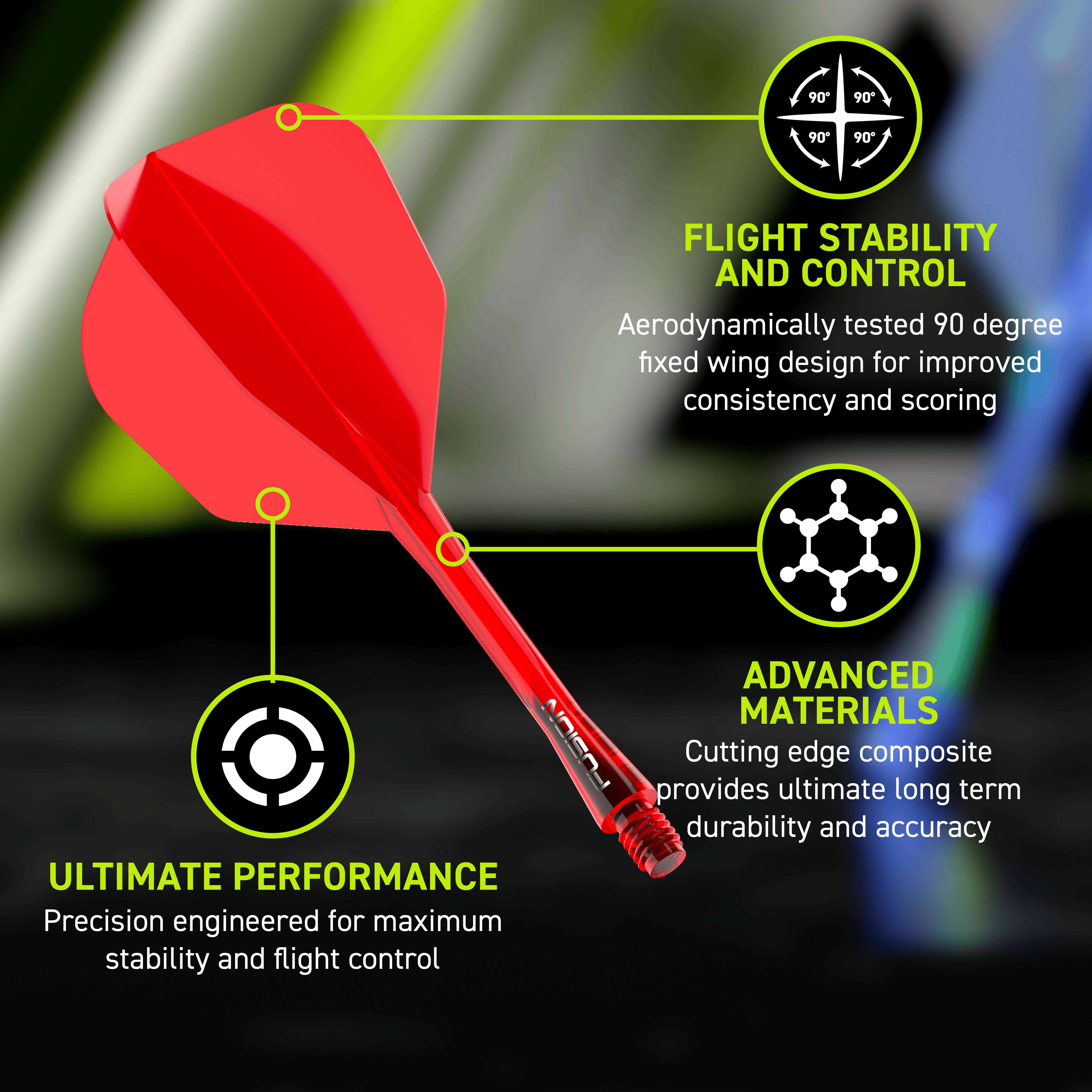 Winmau Fusion Flight Shaft System No6 Czerwony Abgebildet ist das Winmau Fusion Flight-Shaft-System No6 in Rot. Es ist als hochwertiges Flight- und Shaft-System für Dartpfeile konzipiert.