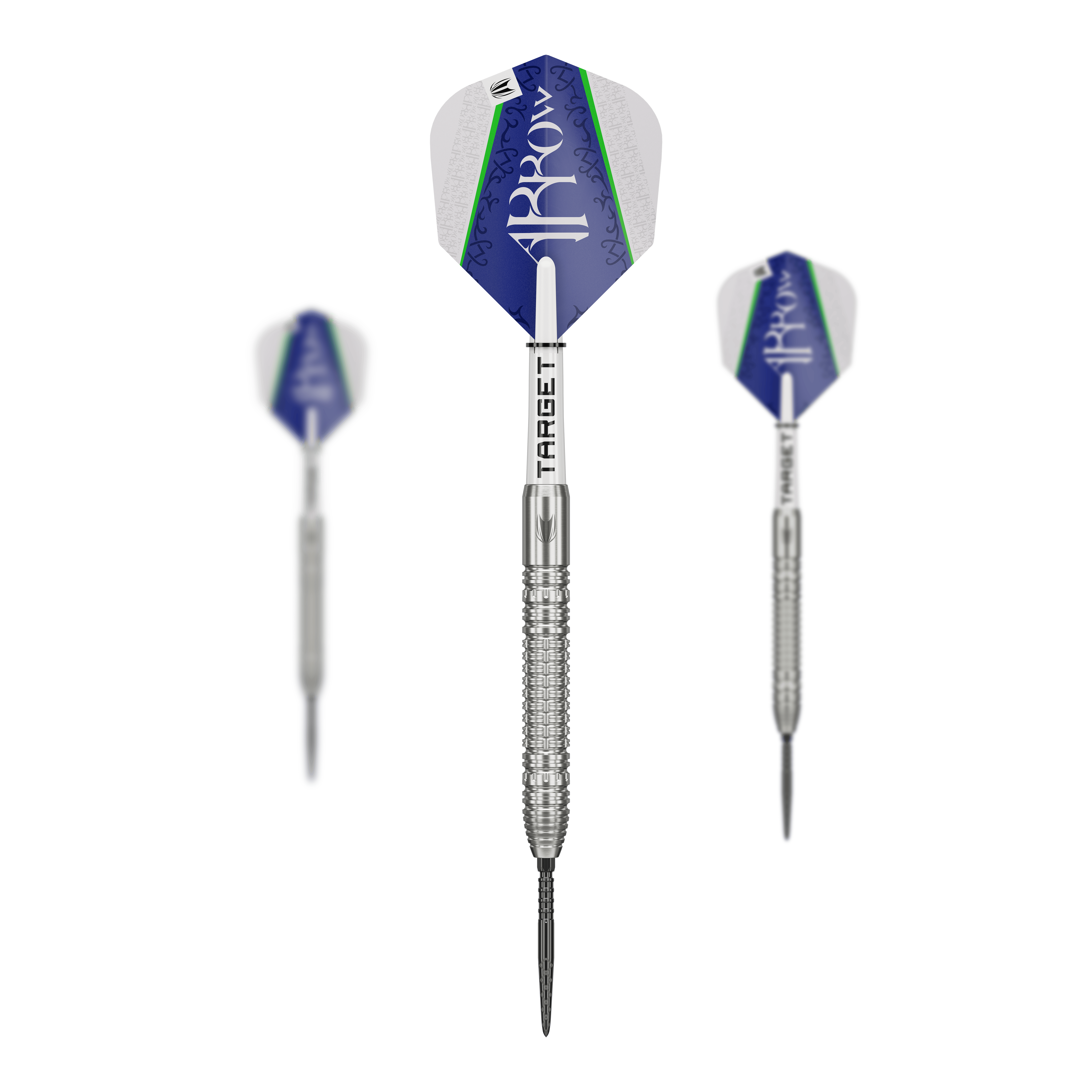 Lotki stalowe Target Shane McGuirk GEN1 Swiss Point - 23g Target Shane McGuirk GEN1 Swiss Point Steeldarts - 23g sind als Set dargestellt. Die Barrels zeigen eine besondere Riffelung.
