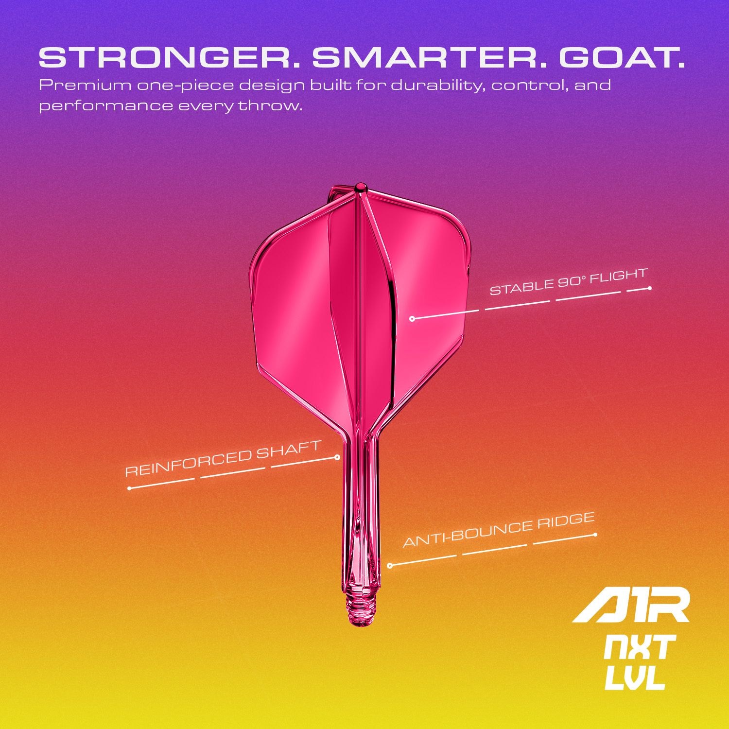 System wału lotniczego GOAT A1R No6 – neonowy róż Hier ist das GOAT A1R No6 Flight-Shaft-System in Neon Pink zu sehen. Dieses Zubehör verbessert die Leistung beim Dartspielen.