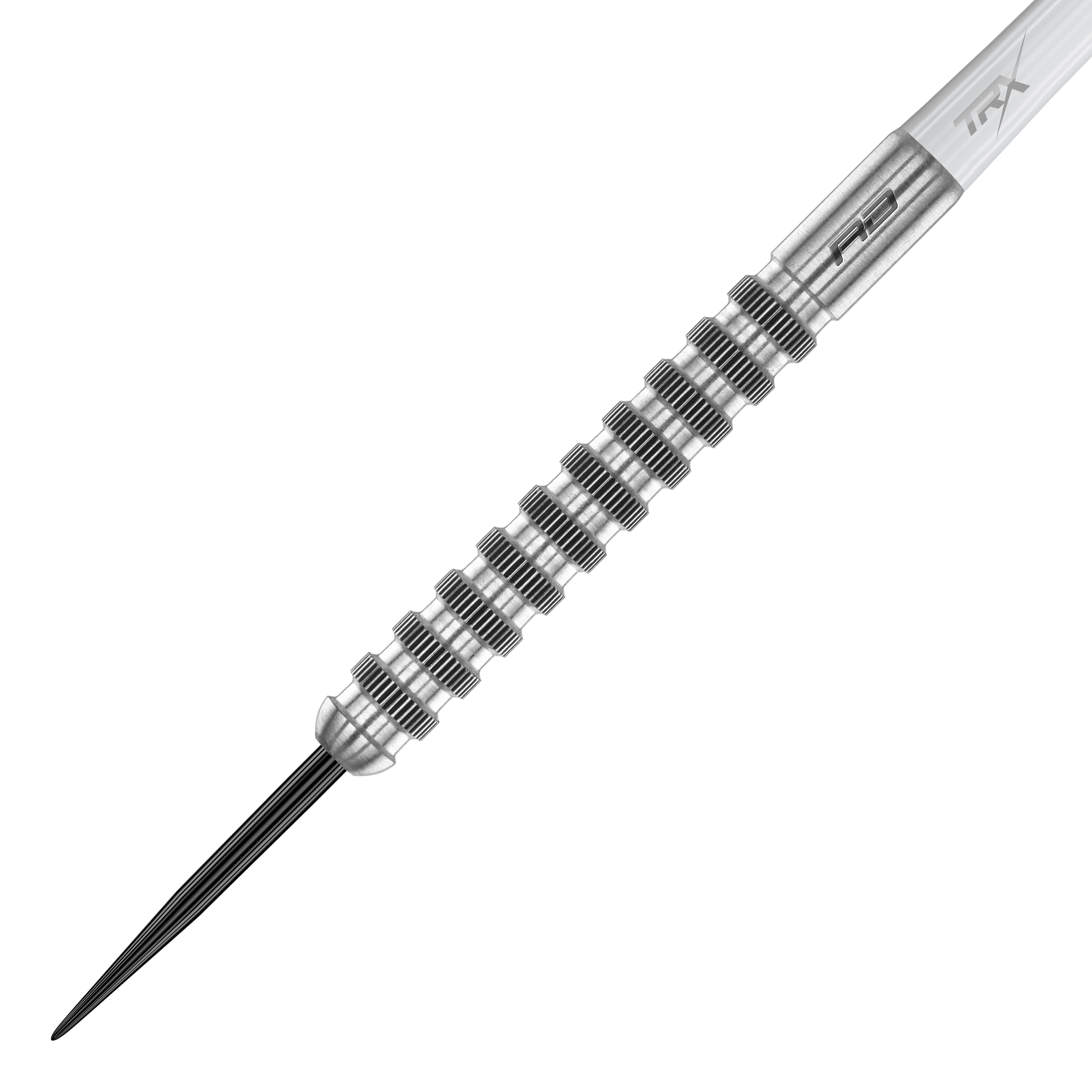 Stalowe lotki Red Dragon Javelin Speedline Das Bild zeigt einen Red Dragon Javelin Speedline Steeldart. Der Dartpfeil besteht aus silbernem Metall mit markanten, gerillten Griffmulden.