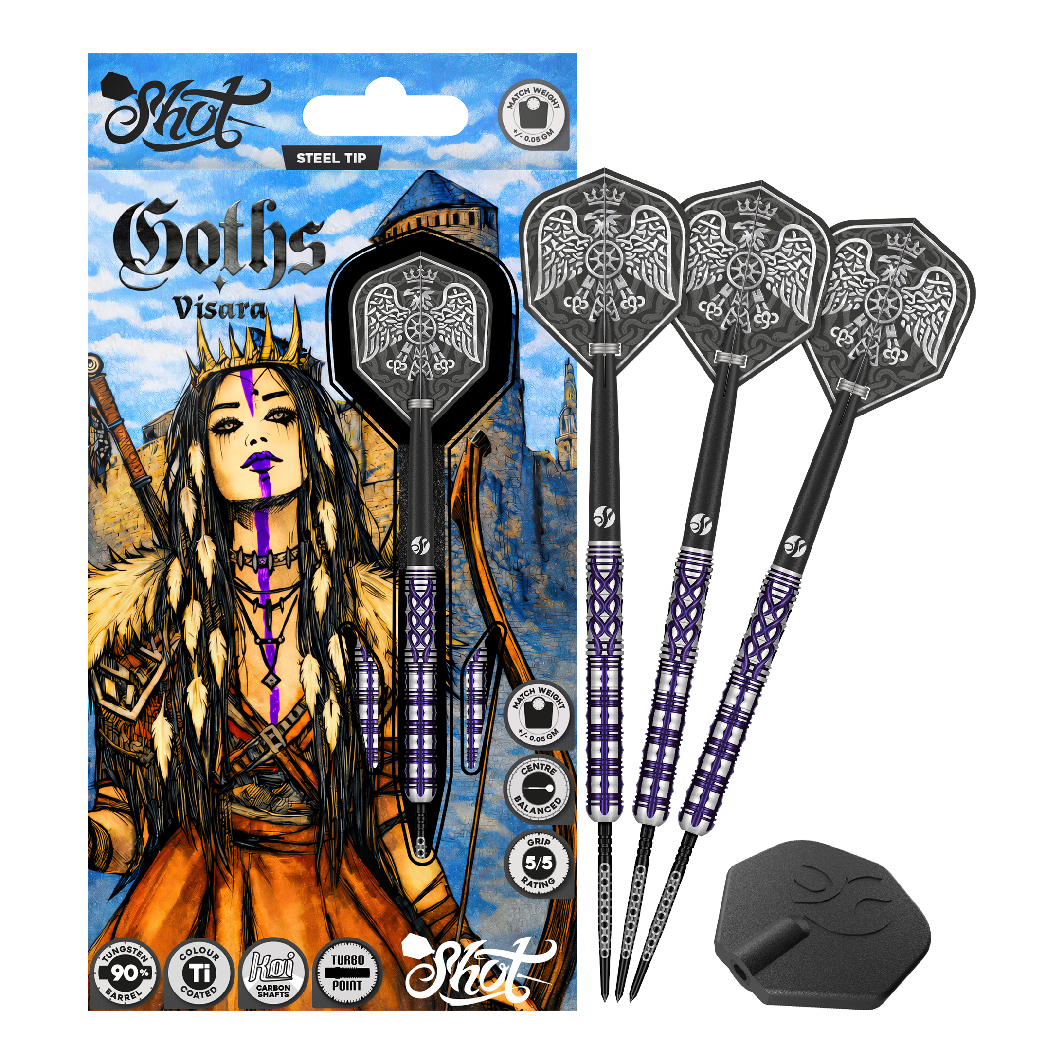 Lotki Shot Goths Visara Turbo Point Steel Darts - 23g