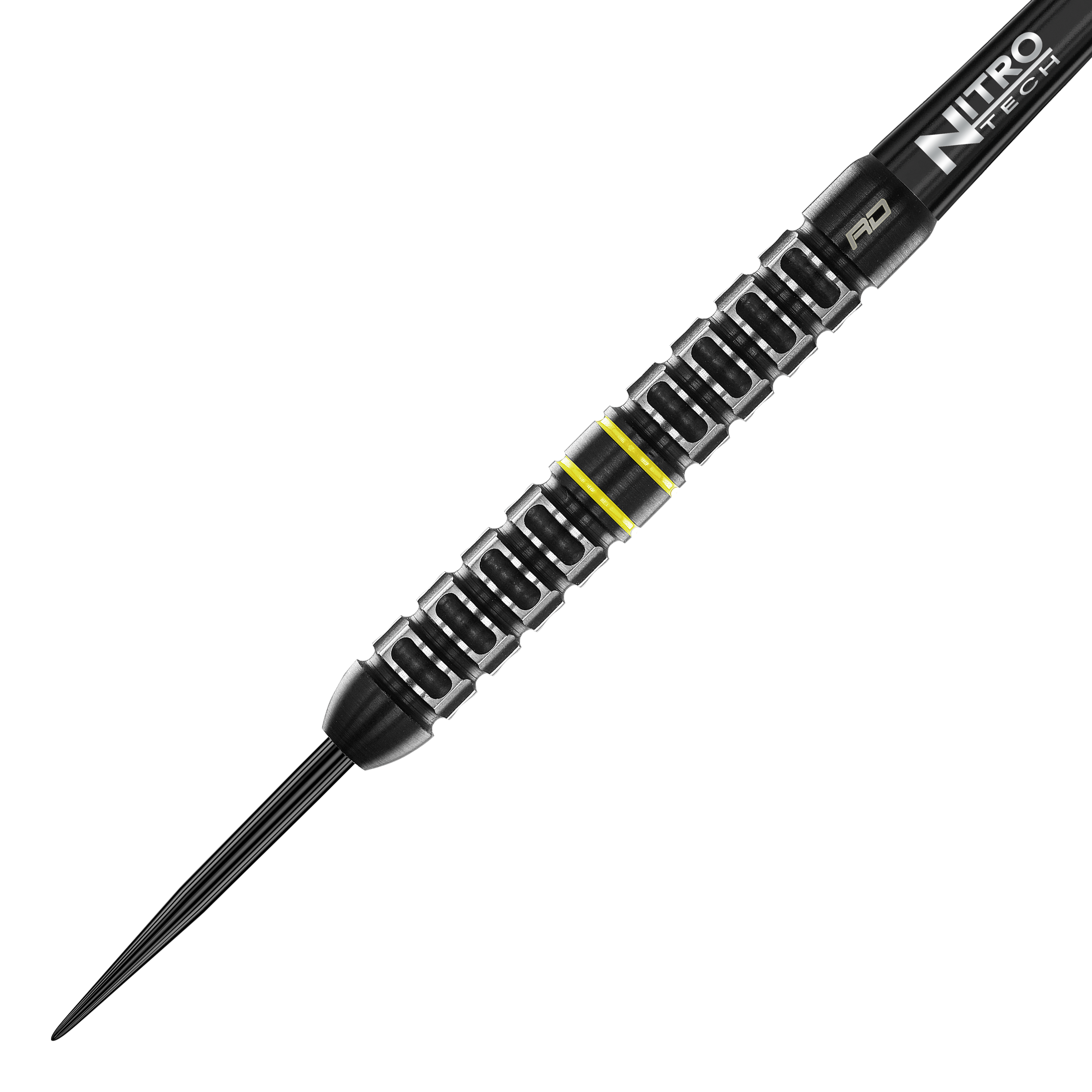 Red Dragon Astraeus Q4X Parallel Steeldarts Der Red Dragon Astraeus Q4X Parallel Steeldart hat ein schwarzes, geriffeltes Design mit silbernen und gelben Akzenten. Er wirkt hochwertig verarbeitet und ist für präzises Werfen ausgelegt.