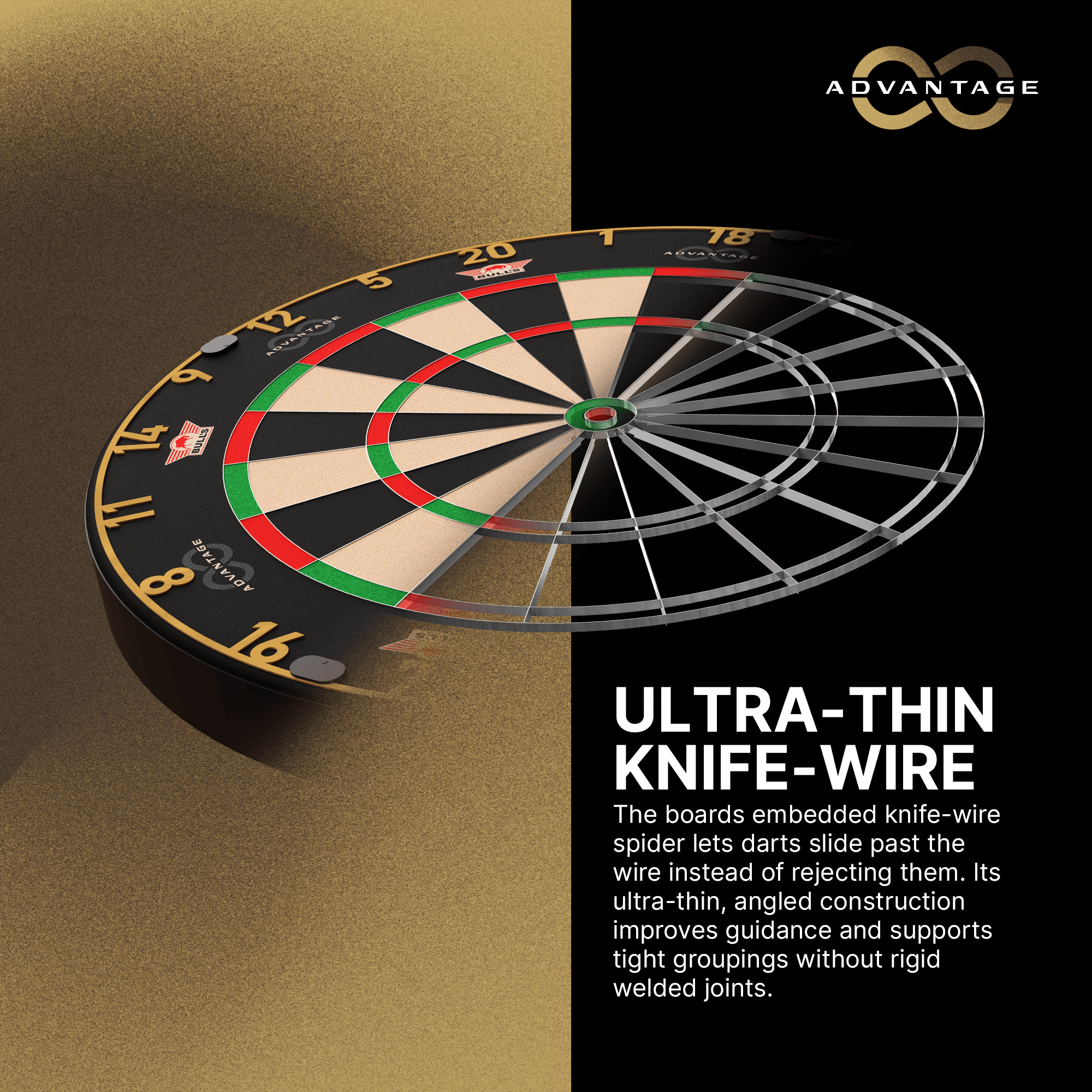 Stalowa tarcza do darta Bulls NL Advantage 8 Hier ist das Bulls NL Advantage 8 Steeldartboard zu sehen. Die Dartscheibe bietet eine hochwertige Spielfläche.