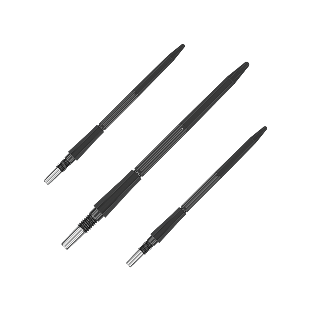 Groty do lotek Target Elysian Archetype 43 Swiss Point Steel – czarne Das Bild zeigt ein Set schwarzer Dartspitzen mit einer Länge von 42 mm. Sie eignen sich für Dartspieler.