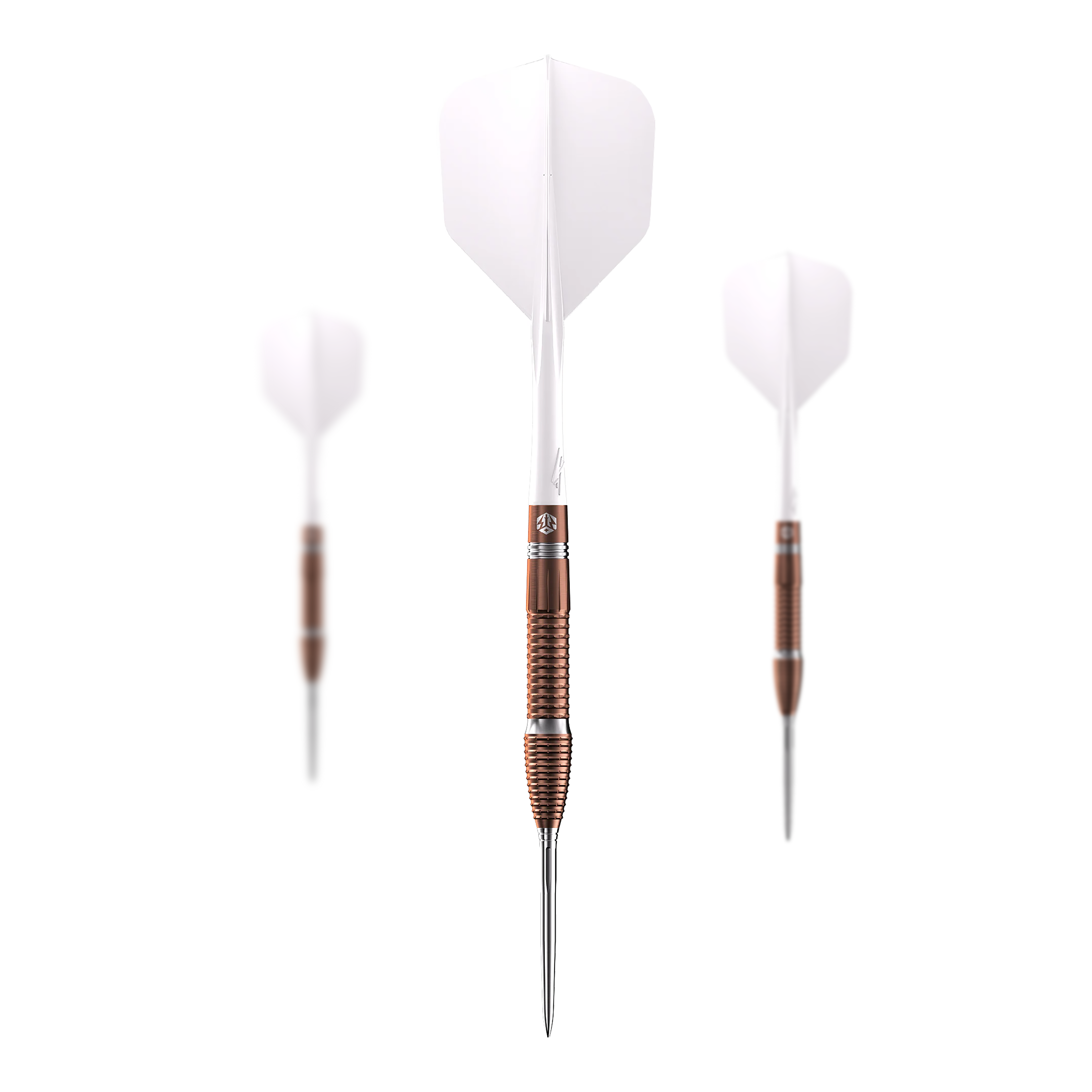 Stalowe lotki Caliburn Big Cats Lion Das Foto präsentiert ein Set von Caliburn Big Cats Lion Steeldarts. Alle Darts aus dem Set sind zusammen dargestellt.