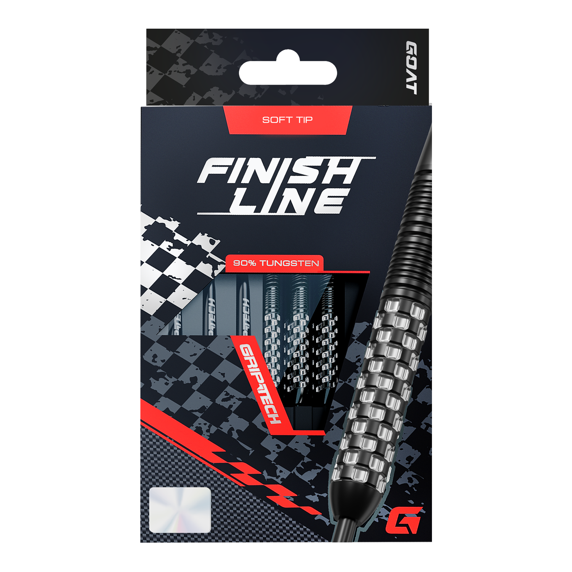 Das Produkt GOAT Finish Line Tungsten Softdarts - 20g ist auf diesem Bild dargestellt. Die Darts bieten gute Kontrolle beim Werfen.