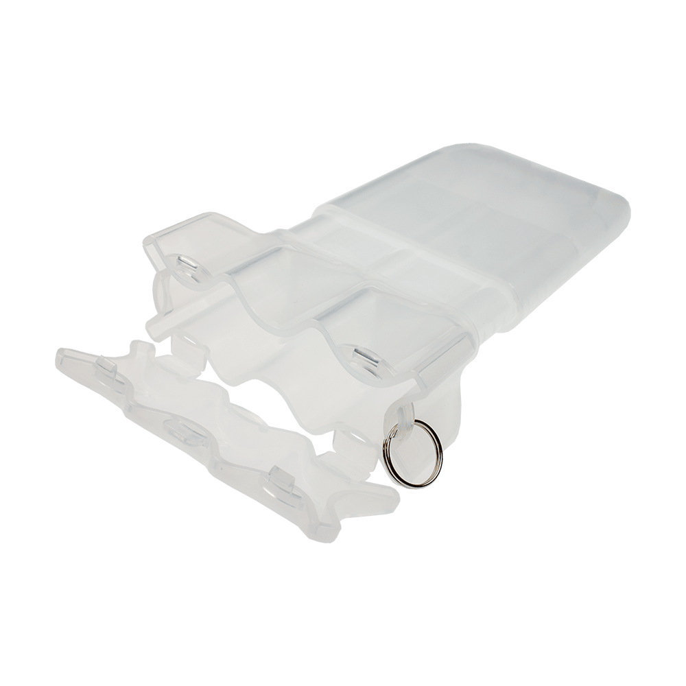 Etui na lotki Cameo Dropsleeve 2 Dies ist ein durchsichtiges Etui zur Aufbewahrung von zwei Darts. Es verfügt über einen Schlüsselring zur einfachen Befestigung.