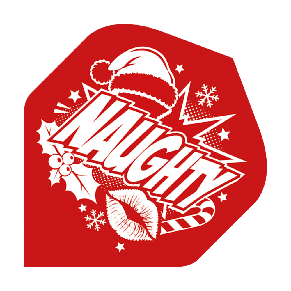 Das Bild zeigt McDart Naughty Or Nice No2 Standard Flights. Hierbei handelt es sich um hochwertige Dartflights.