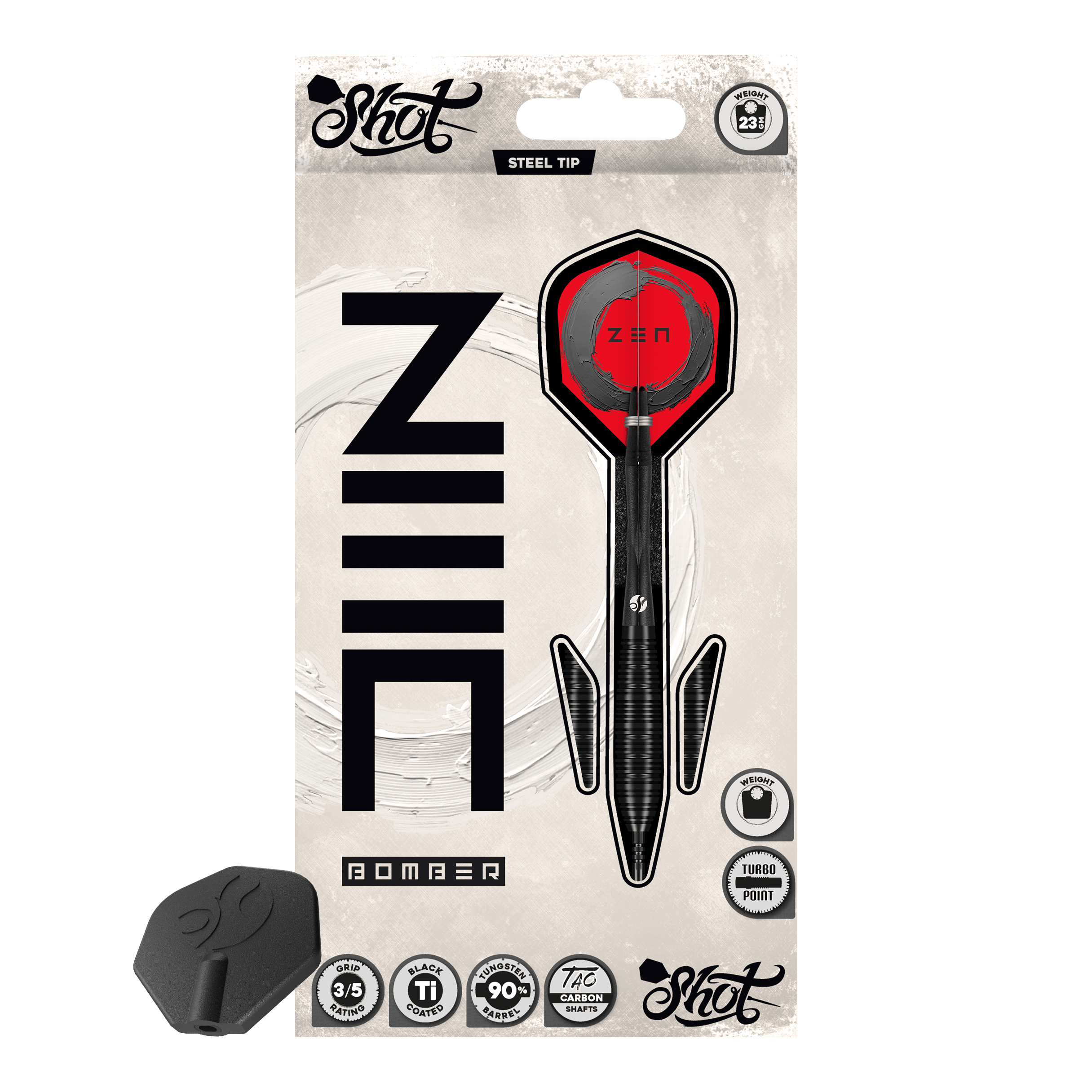 Shoty stalowe ZEN Bomber Turbo Point Abgebildet ist das Produkt Shot ZEN Bomber Turbo Point Steeldarts. Dieser Dartpfeil wird für das Steeldartspiel verwendet.