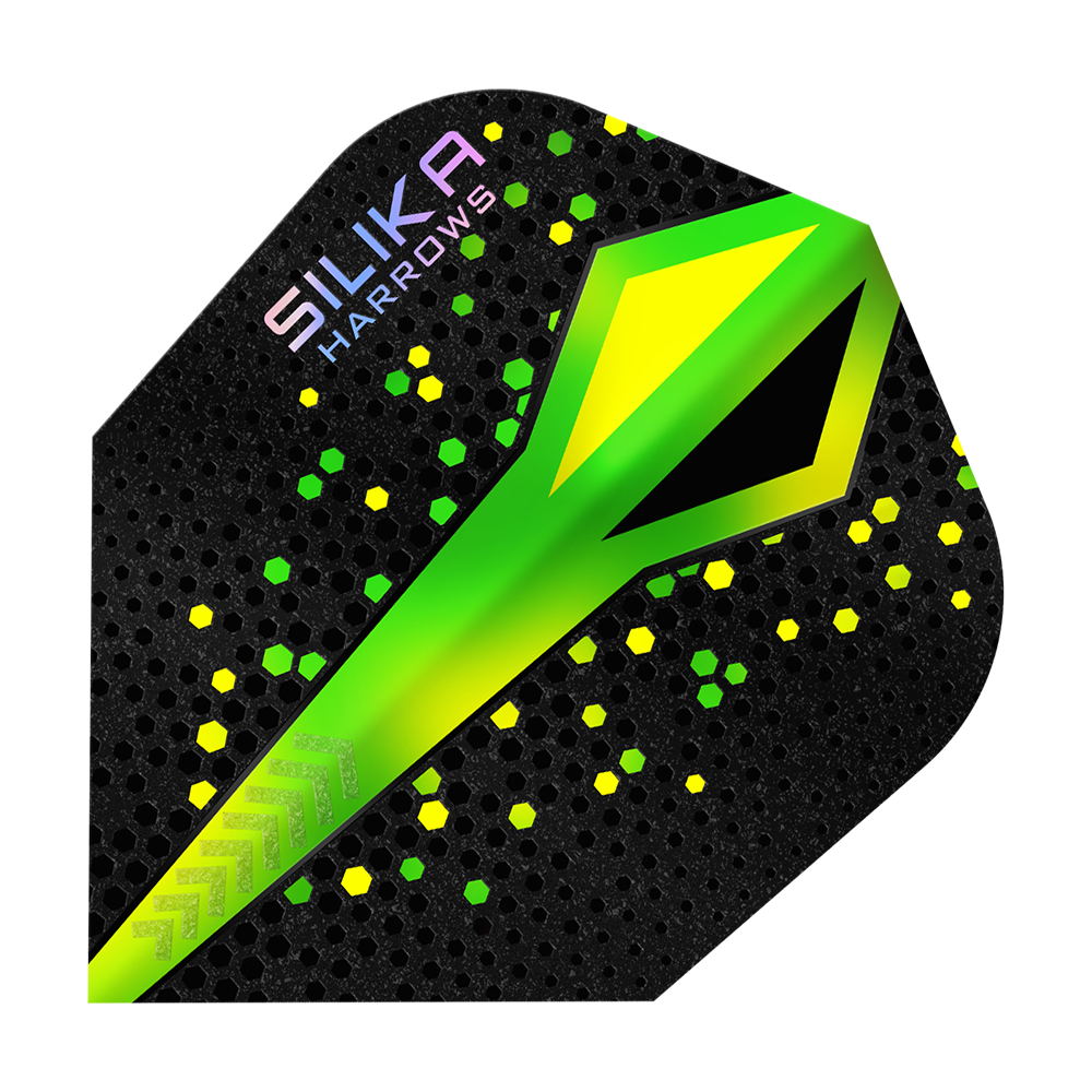 Powłoka krystaliczna Harrows Silika Colourshift Tough Crystalline Coating Green No6 Flights Harrows Silika Colourshift Tough Crystalline Coating No6 Flights werden ausgestellt. Das Bild zeigt detailreich die spezielle Oberflächenstruktur.