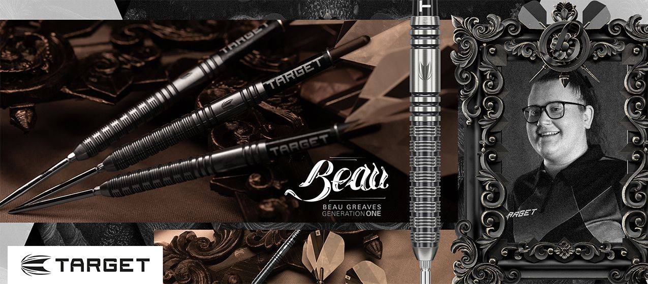 Ein Produktbild mit dem Dateinamen 2025-09_LP_Target_BeauGreaves. Es zeigt vermutlich einen Dartartikel oder ein Zubehörteil.