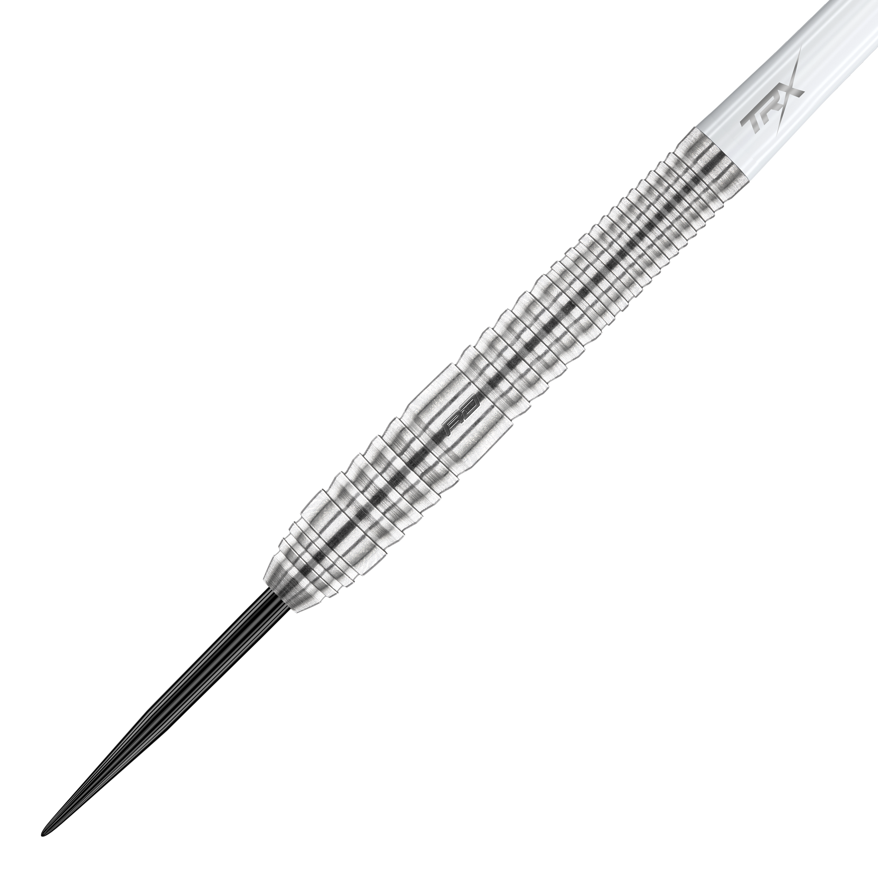 Red Dragon Seren 2 Czyste Steeldarts Das Bild zeigt einen Red Dragon Seren 2 Pure Steeldart. Der Dartpfeil ist silberfarben mit markanten Rillen für besseren Halt.