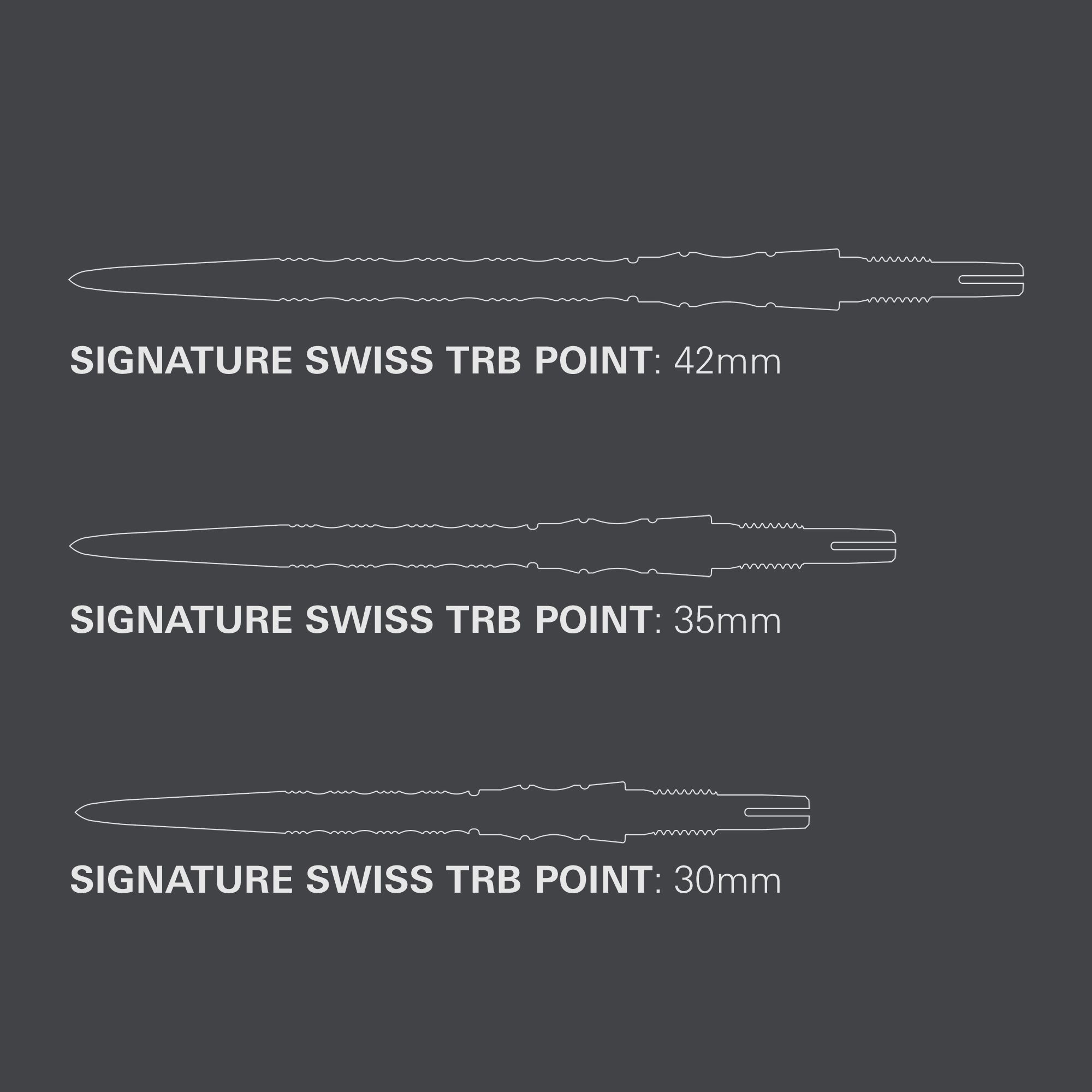 Stalowe groty do lotek Target Signature Swiss Point TRB – czarne Target Signature Swiss Point TRB Steeldartspitzen in Schwarz. Hier sind die Dartspitzen aus einer anderen Perspektive abgebildet.