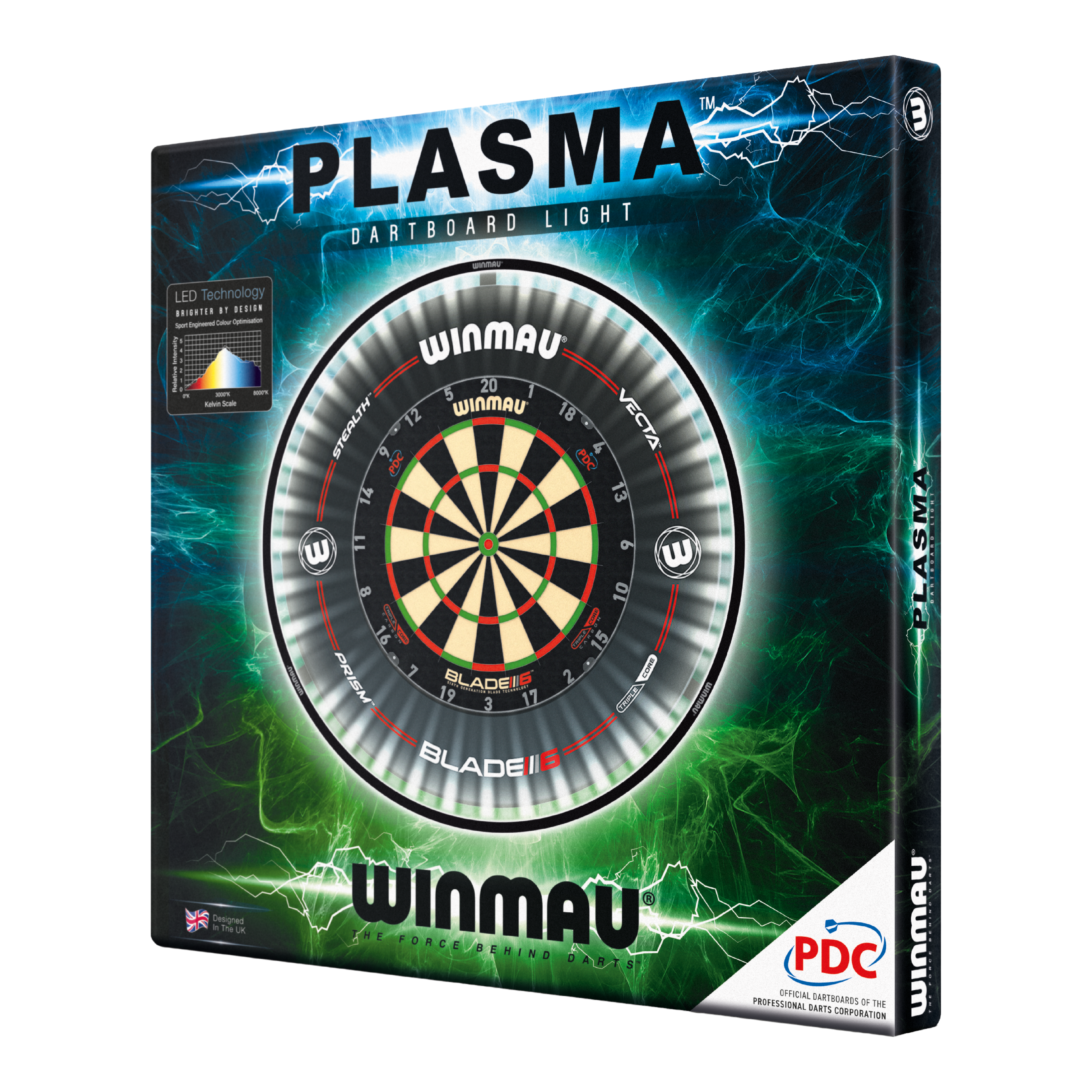 Winmau Plasma LED Dartboard Light Winmau Plasma LED Dartboard Light auf dem Bild zu sehen. Es ist eine LED-Beleuchtung für Dartboards.