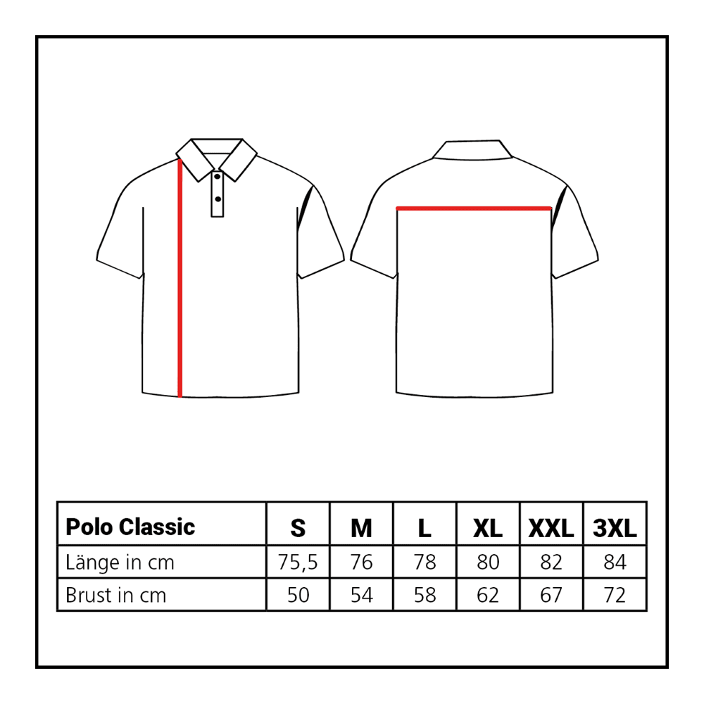 Polo Classic z kolekcji Lion Das Bild zeigt das Löwen Kollektion Polo Classic. Dargestellt wird eine Übersicht oder Tabelle des Poloshirts.