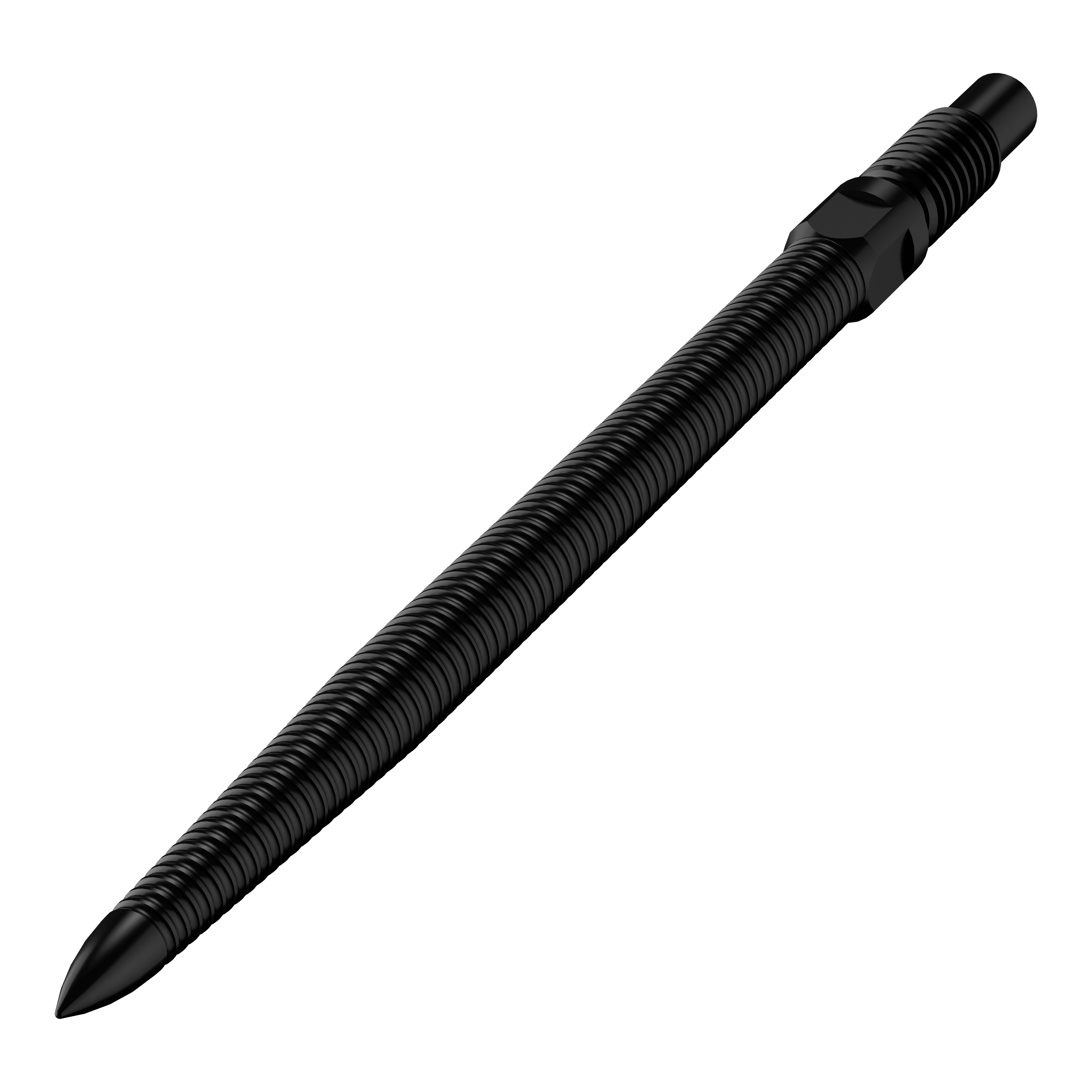 Końcówki do rzutek Bulls NL Convertible Point - Micro Grip - czarne Das Bild zeigt eine einzelne schwarze Dartspitze mit feiner MicroGrip-Struktur. Diese trägt den Namen BU57704_BullsNL_Convertible_Points_MicroGrip_Schwarz_32mm_2.