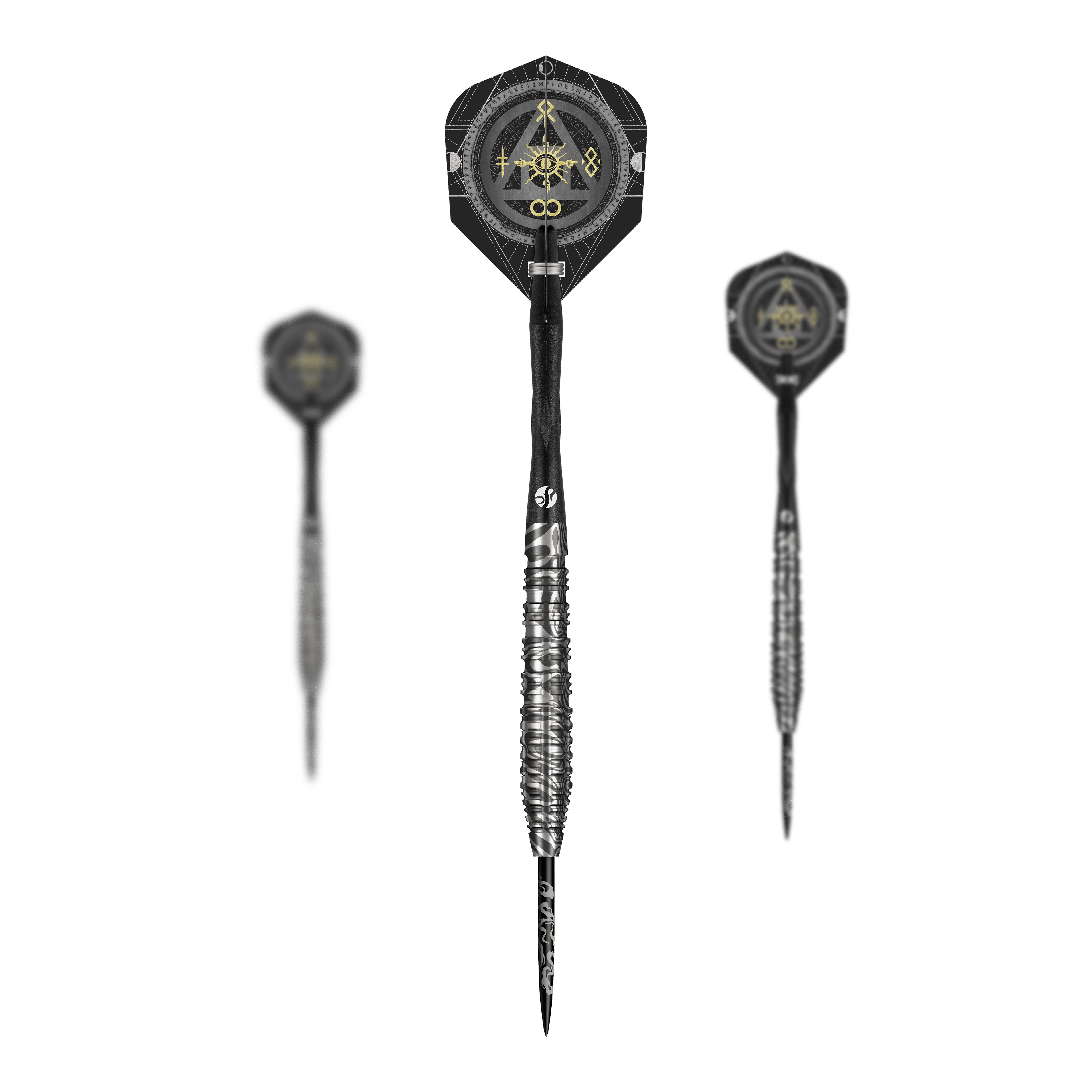 Shot Alchemy Runstel Steel Darts Das Bild zeigt das Set der Shot Alchemy Runstel Steeldarts. Es handelt sich um ein Set hochwertiger Steeldarts.