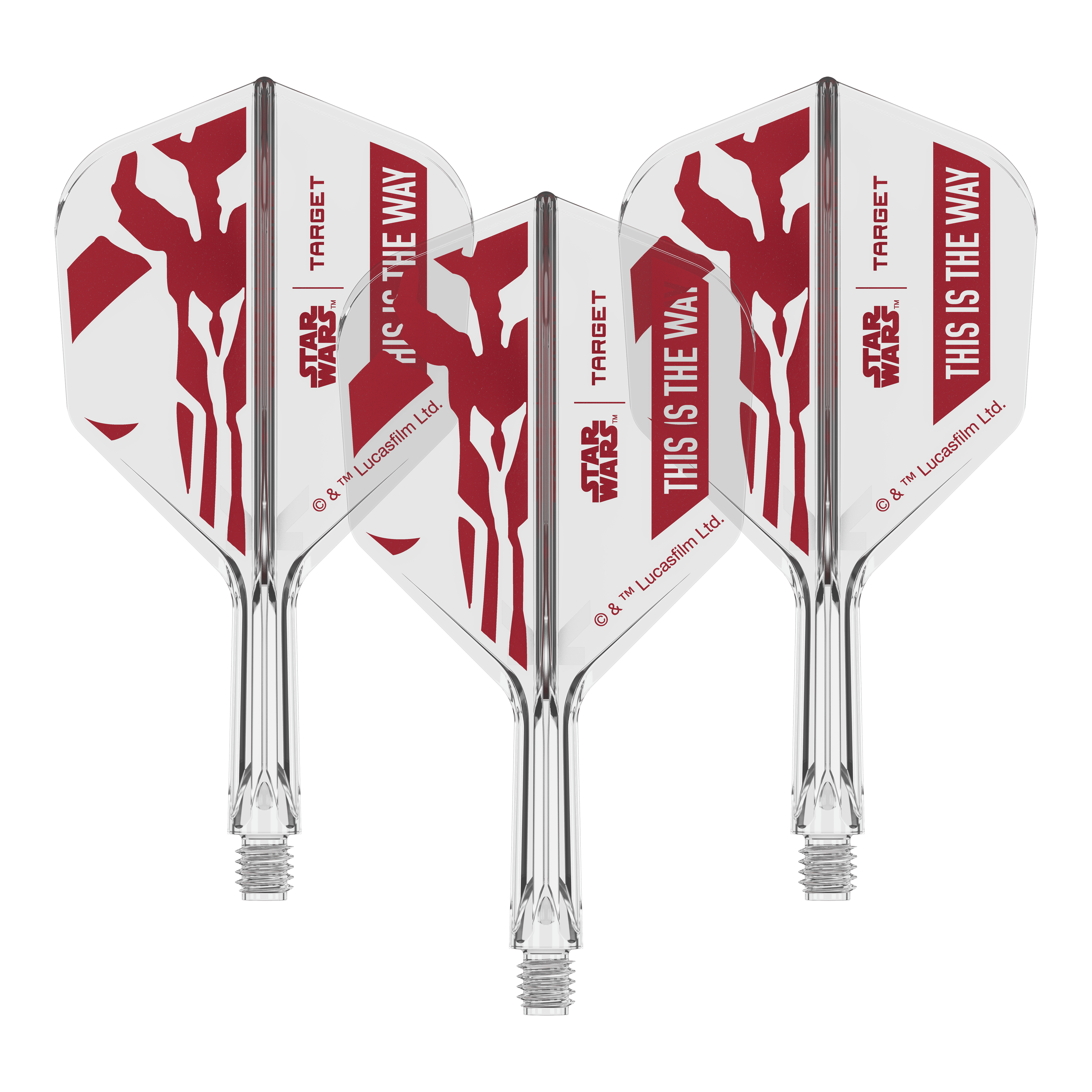 Zestaw Target Star Wars K-Flex Mandalorian No6 Flights Dieses Motiv zeigt den Schriftzug 'This Is The Way' aus Star Wars auf einem Dart-Flügel. Der No6 Flight ist 19 mm groß und eignet sich für Darts.