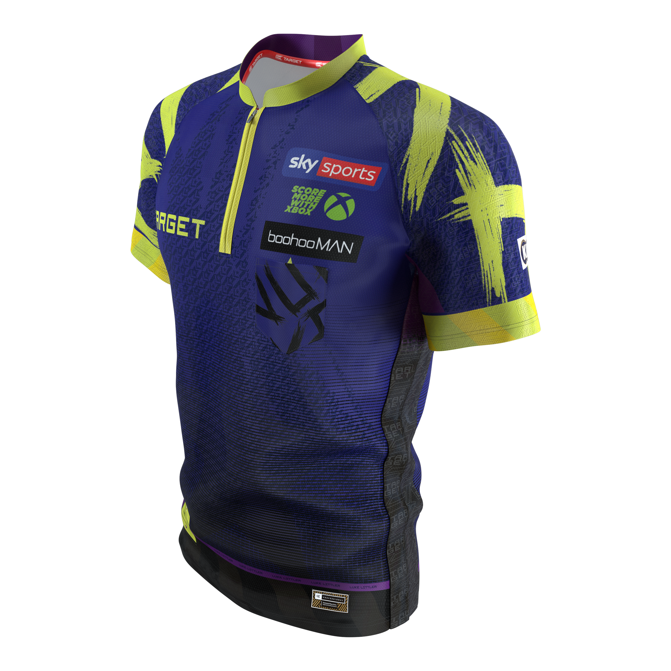 Koszulka do darta Target Luke Littler 2026 Dieses Bild stellt das Target Luke Littler Dartshirt 2026 dar. Das Shirt kombiniert Funktionalität mit einem attraktiven Design.