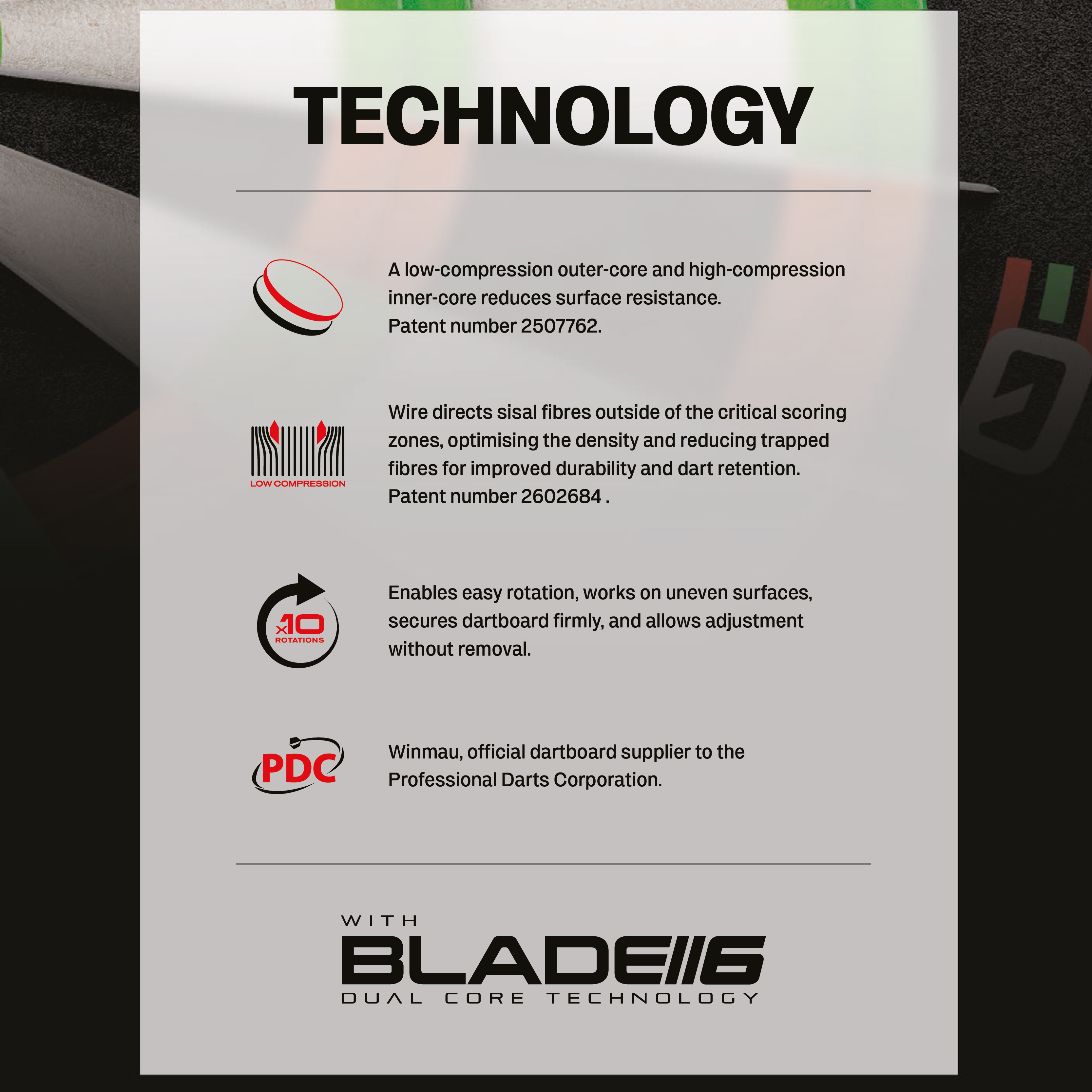 Stalowa tarcza do darta Winmau Equalizer Das Bild zeigt das Winmau Equalizer Steeldartboard. Es handelt sich um ein hochwertiges Steeldartboard für Dartspieler.