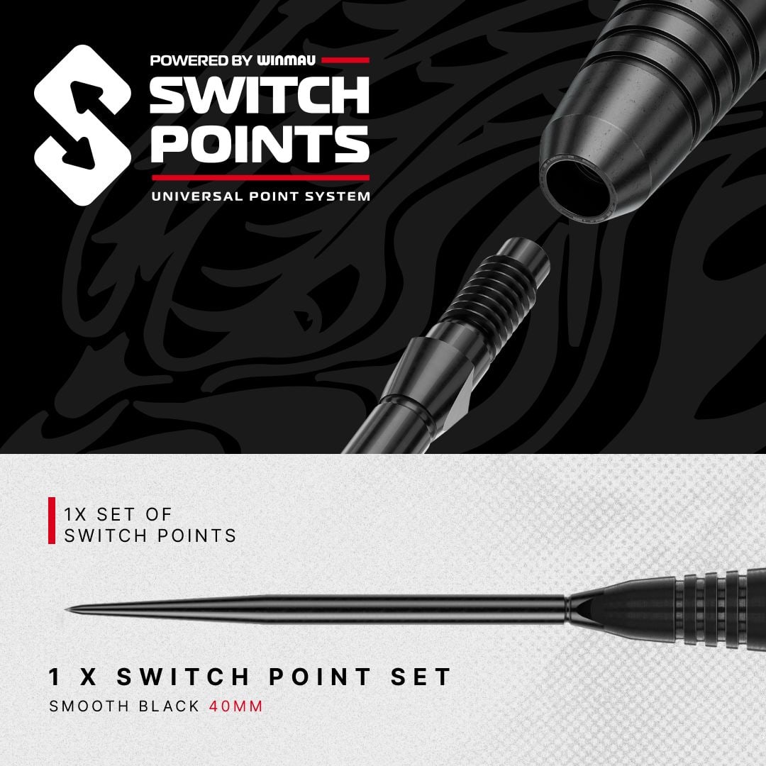 Czerwone strzałki Dragon Jonny Clayton RD-ADV Switch Point Steel Darts Das Produkt auf der Aufnahme heißt RedDragon_JC_ADV_V1_1080x1080_03. Es wird in klarem Licht und aus passender Perspektive präsentiert.