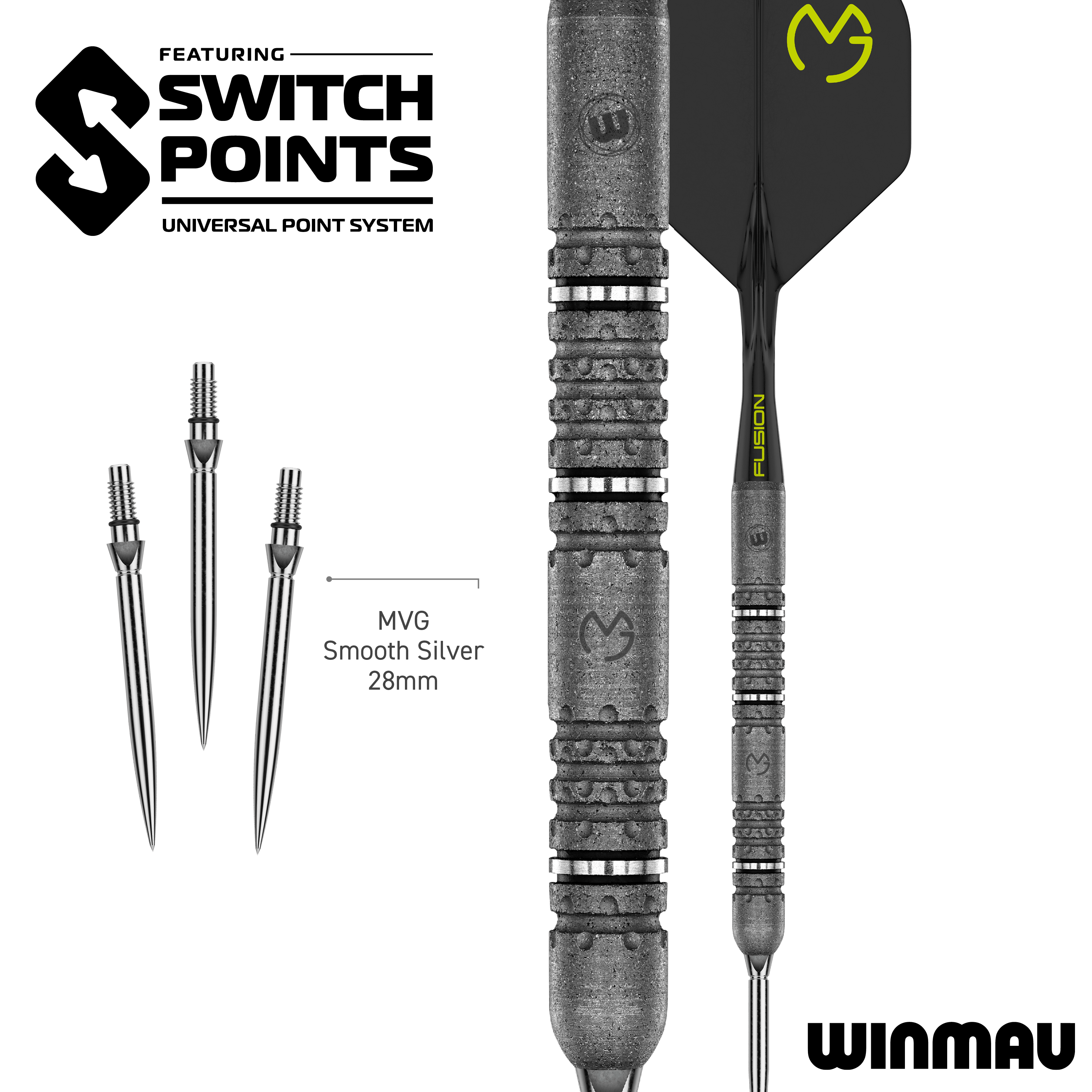 Winmau Michael van Gerwen Signature Edition Punkty przełączające Steeldarts Zu sehen sind die Winmau MvG Signature Edition Switch Points Steeldarts. Sie eignen sich ideal für ambitionierte Dartspieler.