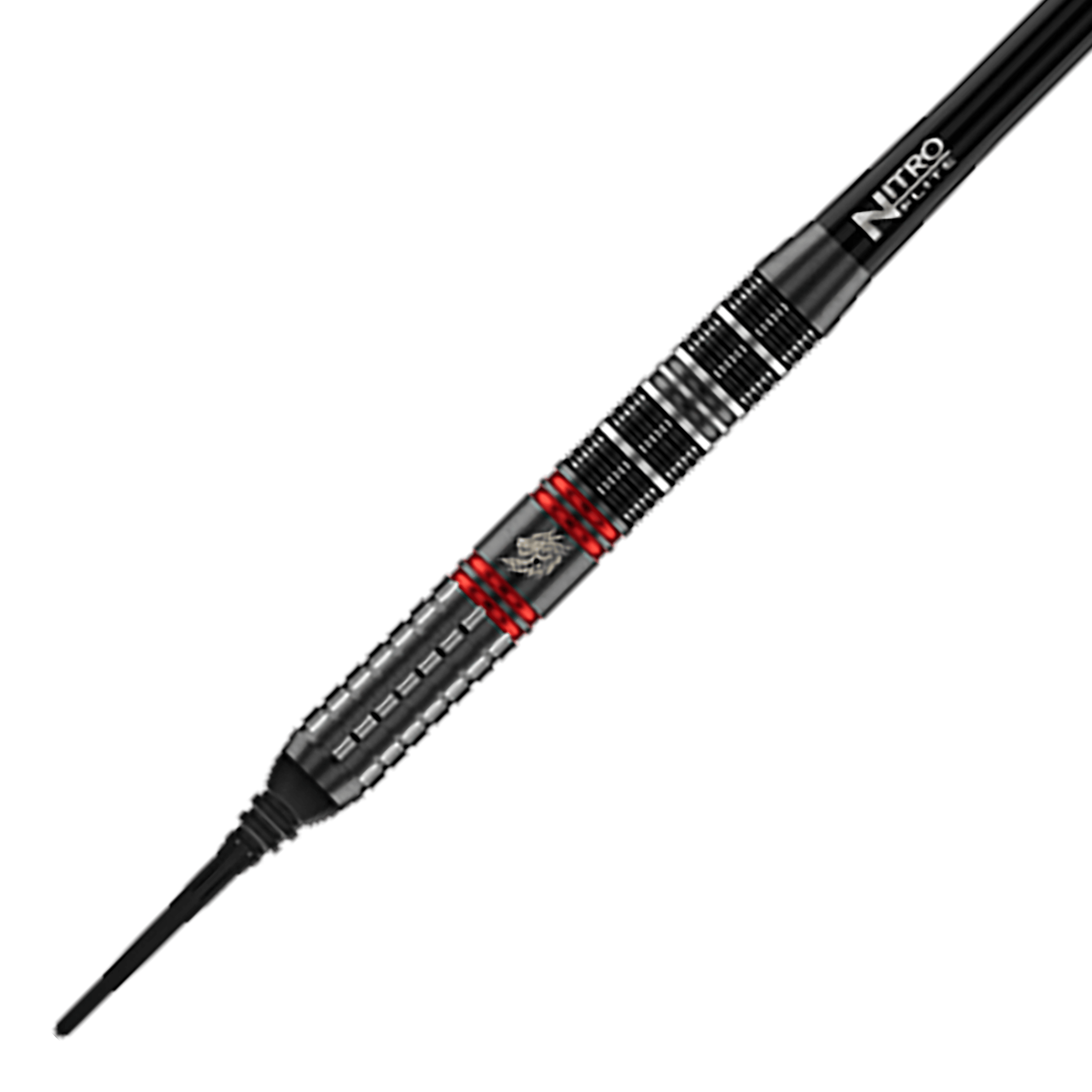 Abgebildet sind die Red Dragon Jonny Clayton RD-ULTRA Softdarts mit 18g. Die Darts besitzen rote und schwarze Akzente und ein charakteristisches Flight-Design.