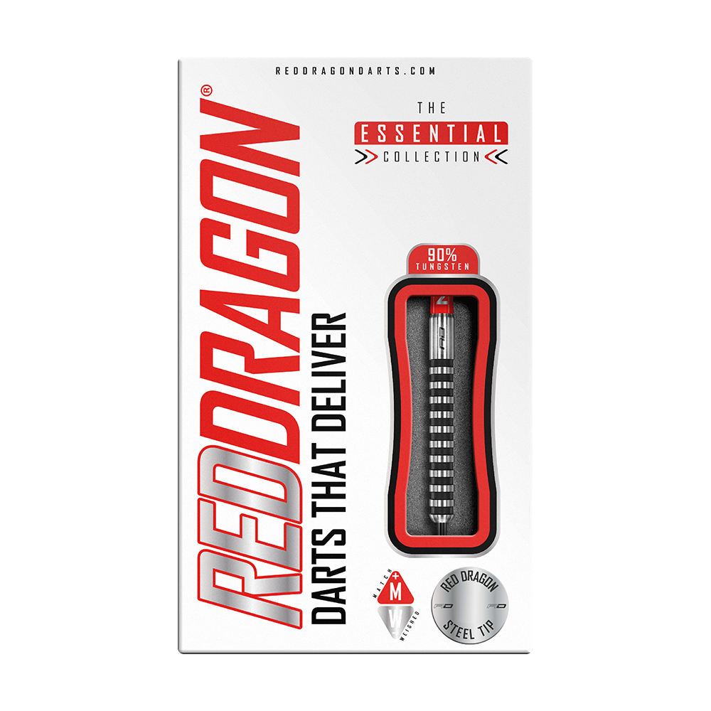 RD2140_Red_Dragon_Javelin_Black_Steeldarts_3ukTc0wVCPLRbI Das Bild zeigt die Verpackung der "Red Dragon Javelin Black Steeldarts". Auf der Verpackung steht, dass die Darts aus 90% Wolfram bestehen.