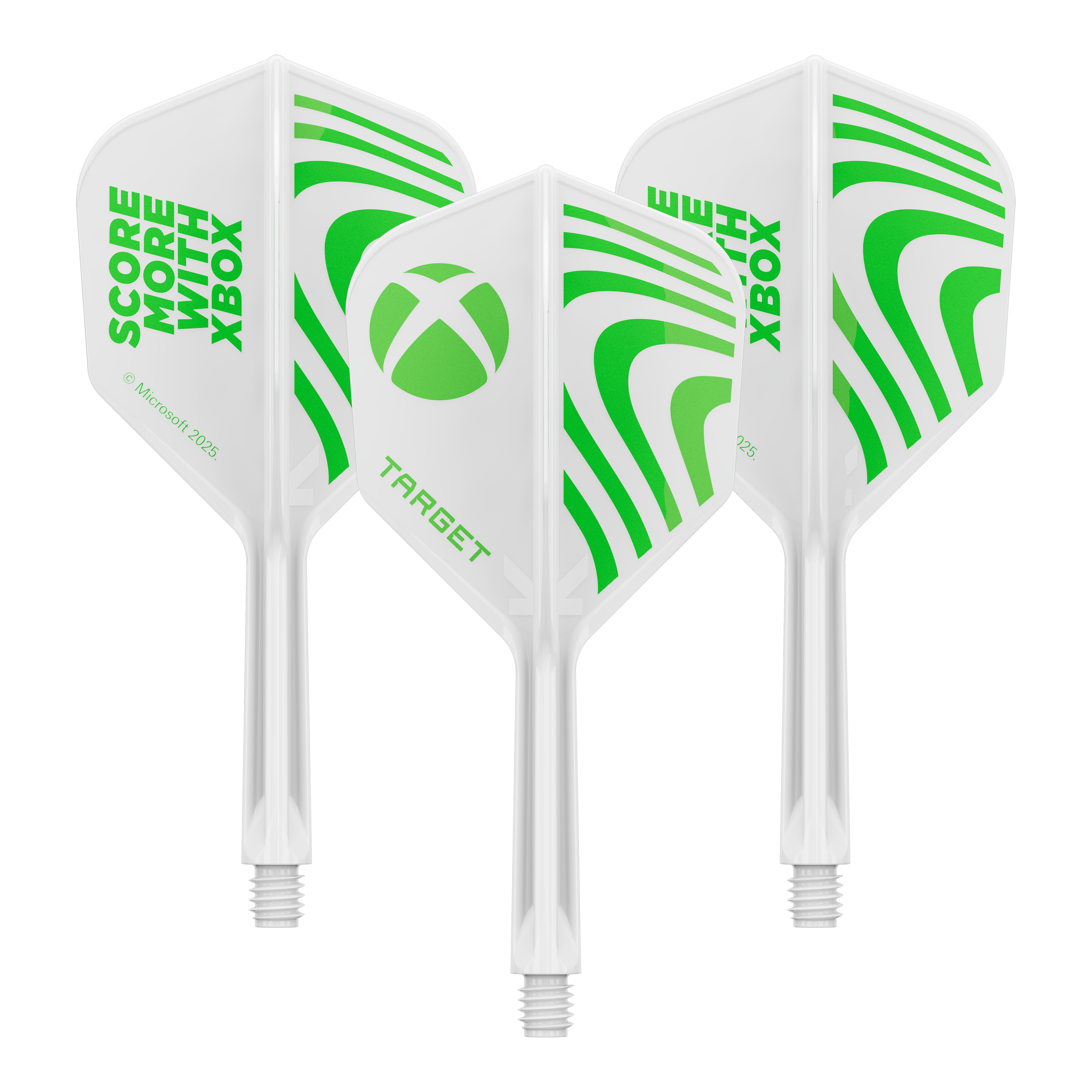 Dieses Bild zeigt vermutlich Target Xbox KFlex No6 Flights in der Größe 19mm, ein Set. Das Bild dient zur Veranschaulichung der Dart-Zubehörteile.