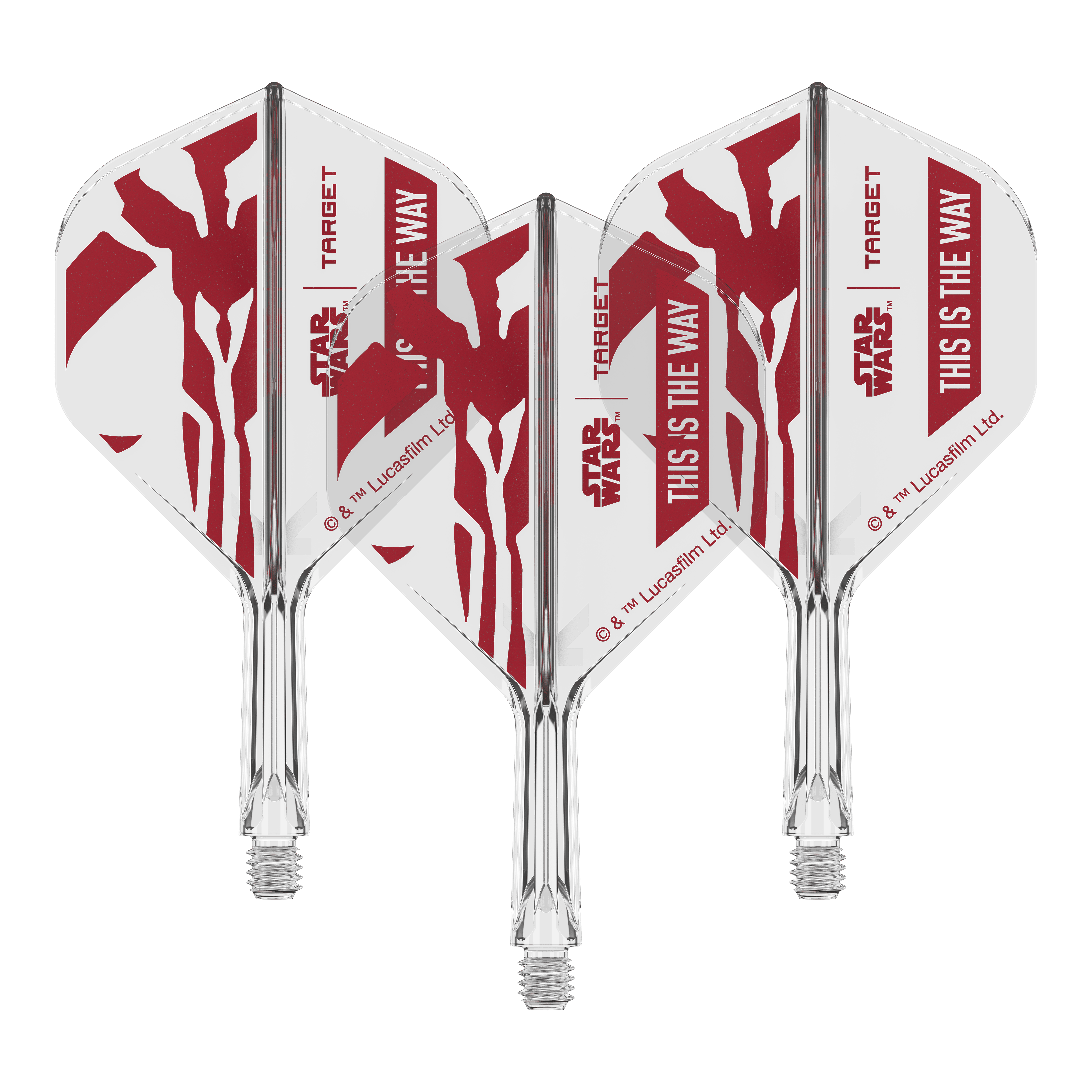 Zestaw Target Star Wars K-Flex Mandalorian No2 Standard Flights Dieses Dart-Flight zeigt das Star Wars Motiv 'This Is The Way'. Es ist das Modell 'K-Flex This Is The Way No2 Standard Flights' mit 19mm.
