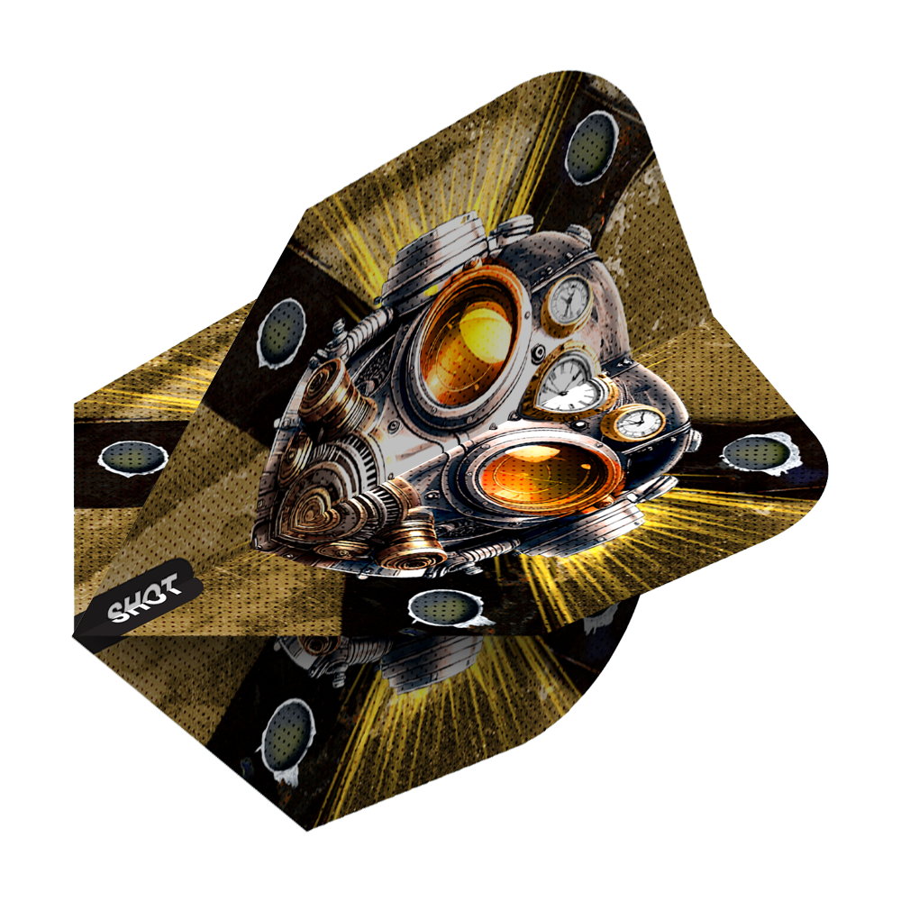 Abgebildet sind die Shot Badlands The Sherriff No6 Flights. Die Dart-Flights haben ein markantes Design.