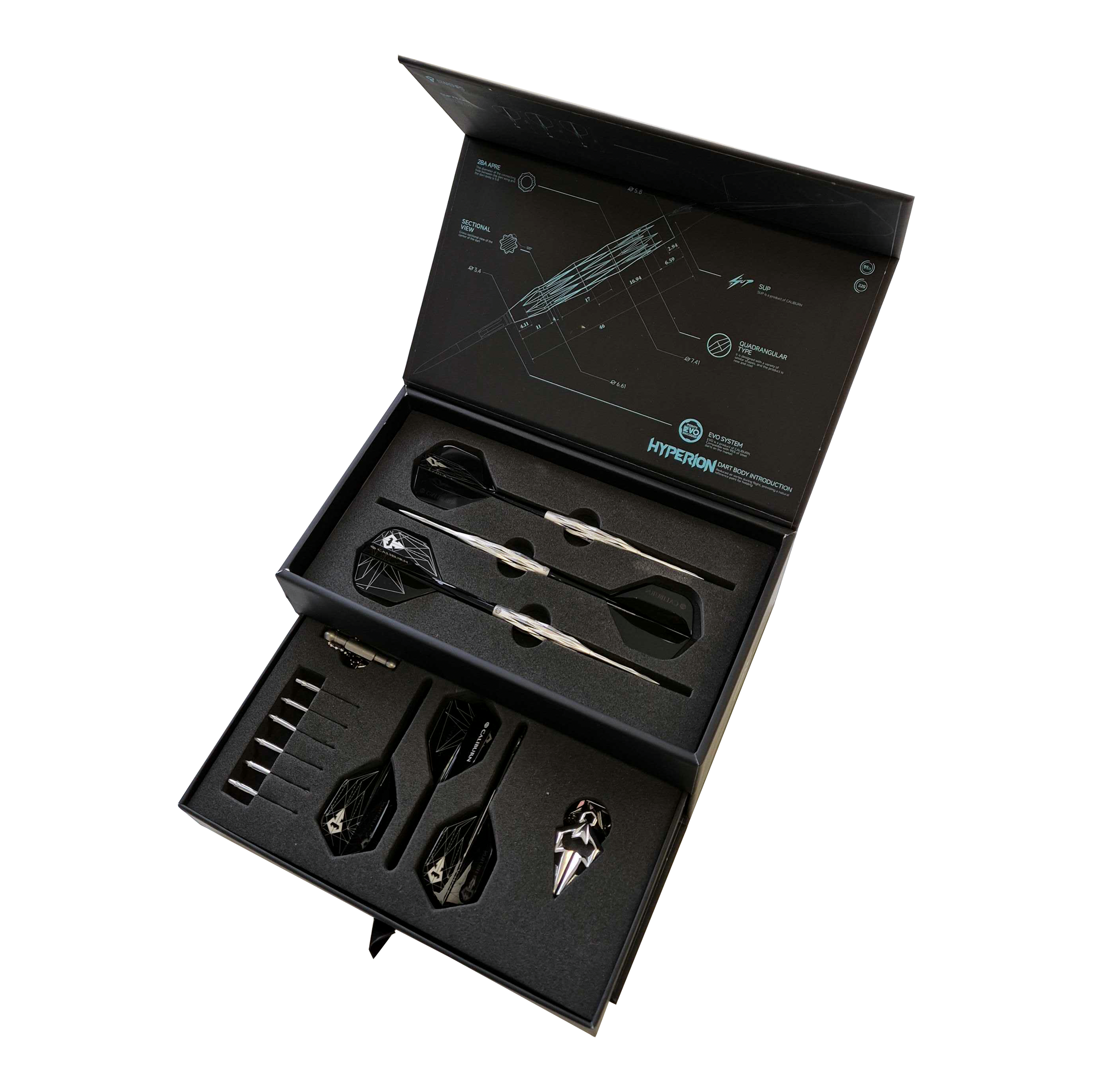 Caliburn Starships Series Hyperion Steeldarts - 22g Gezeigt werden die Caliburn Starships Series Hyperion Steeldarts - 22g. Die Darts sind ideal für ambitionierte Spieler.