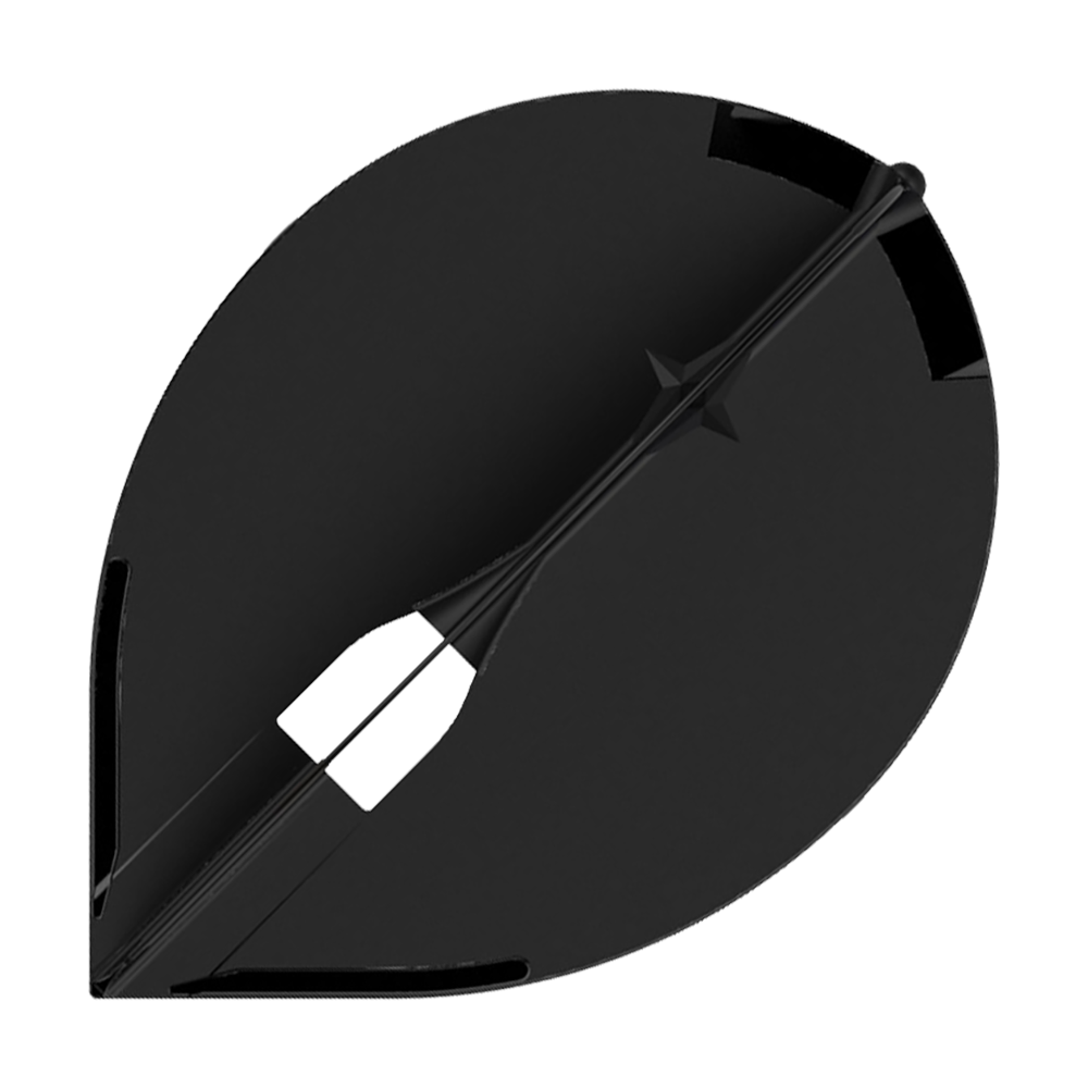 Lotki L-Style Champagne L2PRO Teardrop – czarne Das Bild zeigt ein schwarzes L-Style Champagne L2PRO Teardrop Flight. Es handelt sich um ein Zubehörteil für Dartpfeile in Tropfenform.