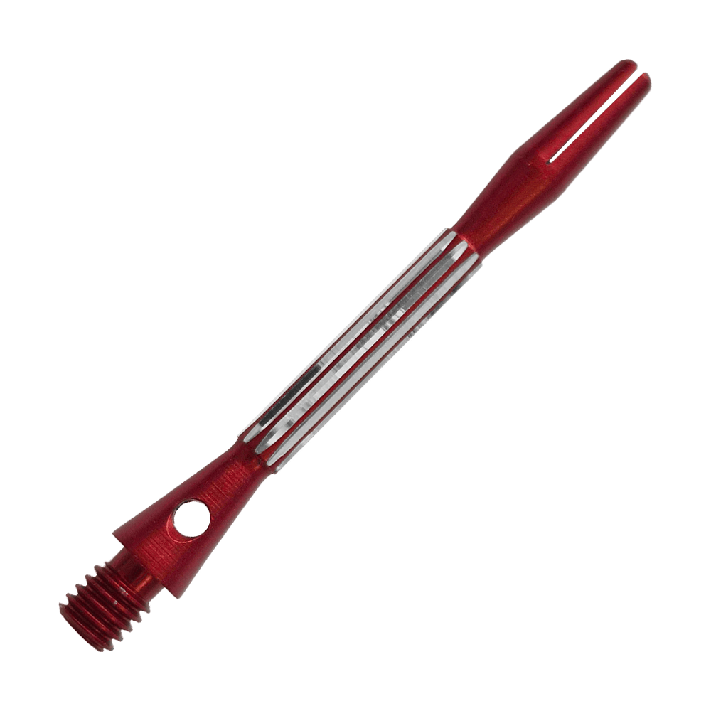 Aluminiowe wałki Bulls NL Flash 2 - czerwone - 46 mm Bulls NL Flash 2 Aluminium Shafts in Rot, 46 mm lang. Das Bild zeigt einen roten Aluminiumschaft für Dartpfeile.