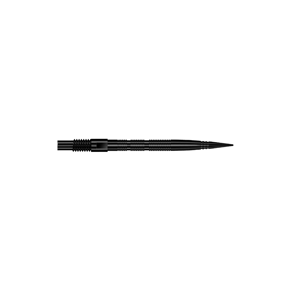 Końcówki do lotek Harrows Quick Point Micro Ridge – czarne Abgebildet sind schwarze Dartspitzen mit feiner Rillenstruktur. Die Spitzen eignen sich zum Ersatz oder Wechsel bei Dartpfeilen.